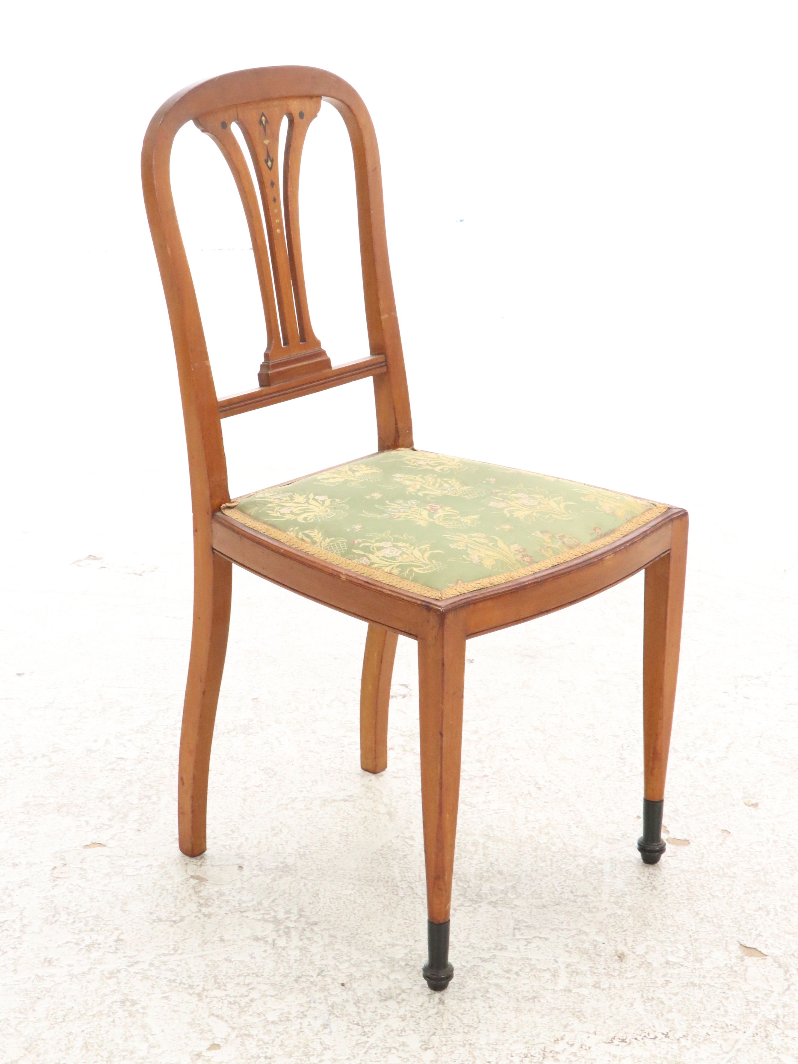 J. Groschkus Mahogany Dressing Table and Chair w/ MOP, Ebony, Satinwood Inlays