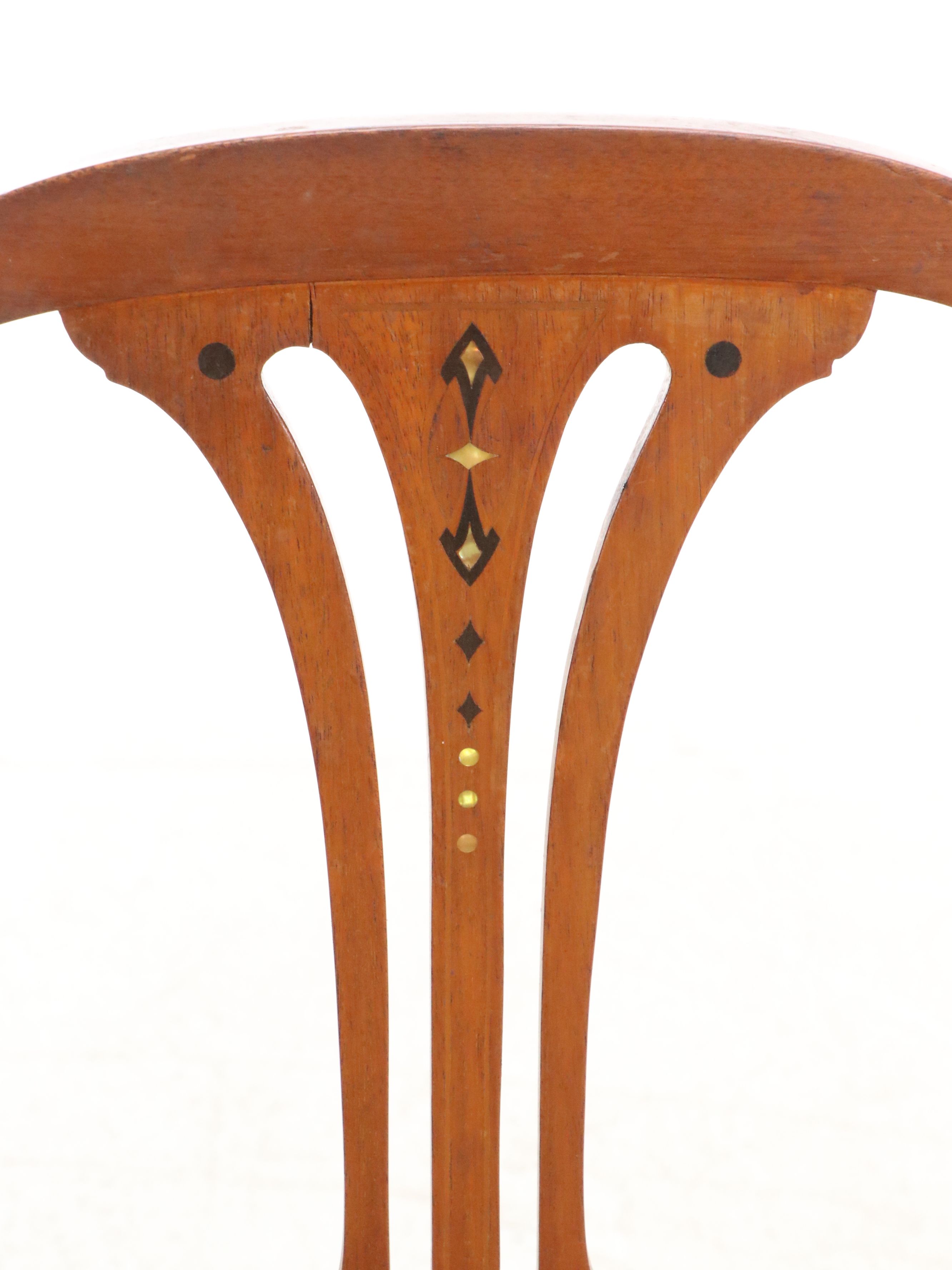 J. Groschkus Mahogany Dressing Table and Chair w/ MOP, Ebony, Satinwood Inlays