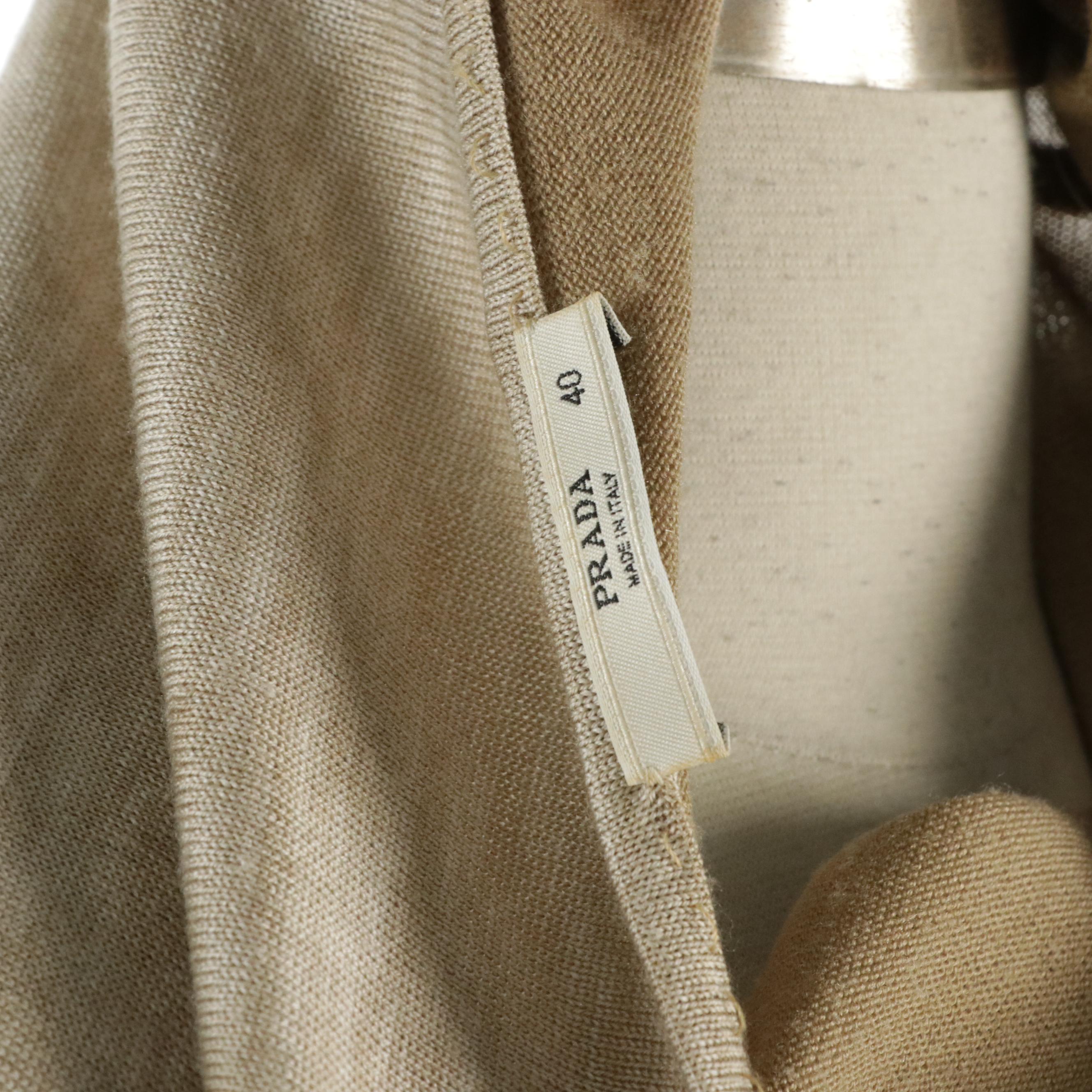 Prada Knit Top with Velvet Trim and Black Skirt with Pleated Detail