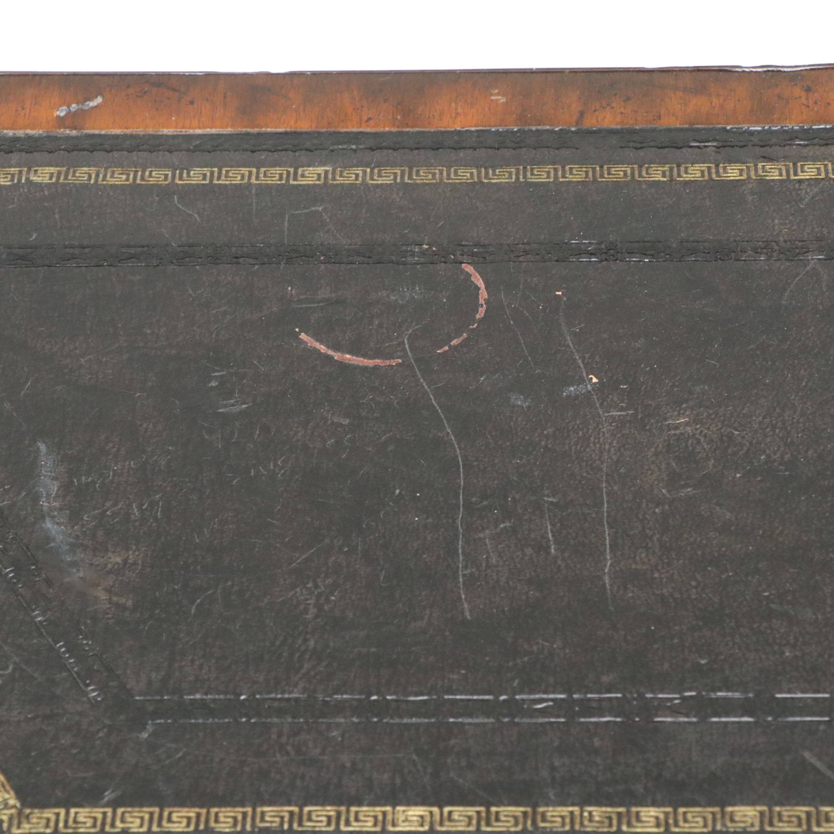 Regency Style Leather Top Mahogany Games Table, Late 20th Century