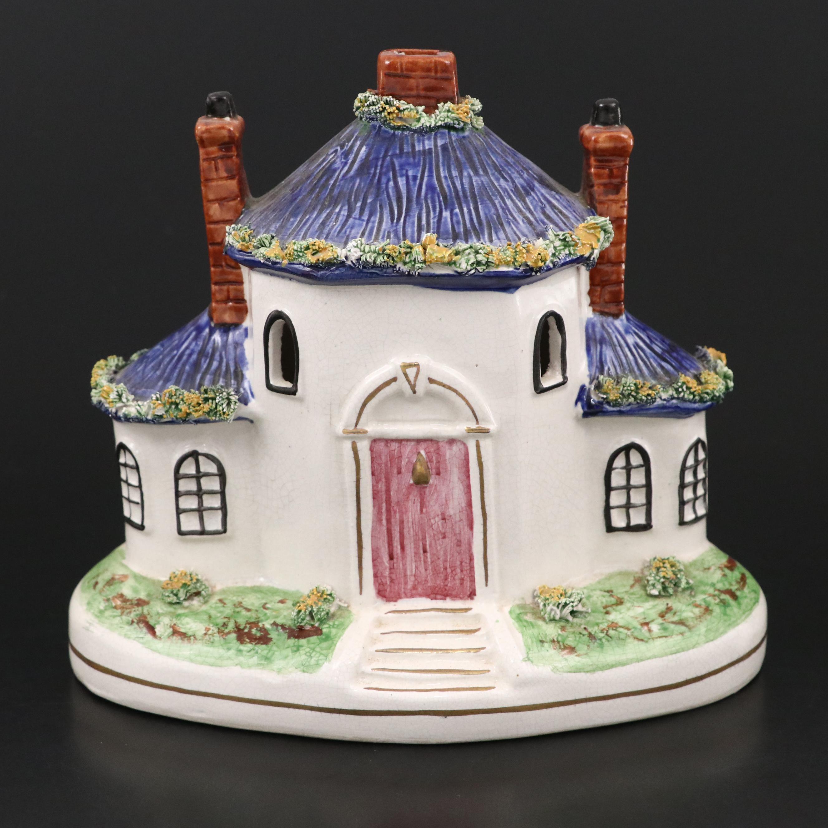 Staffordshire House-Shaped Pastille Burner, Late 19th Century