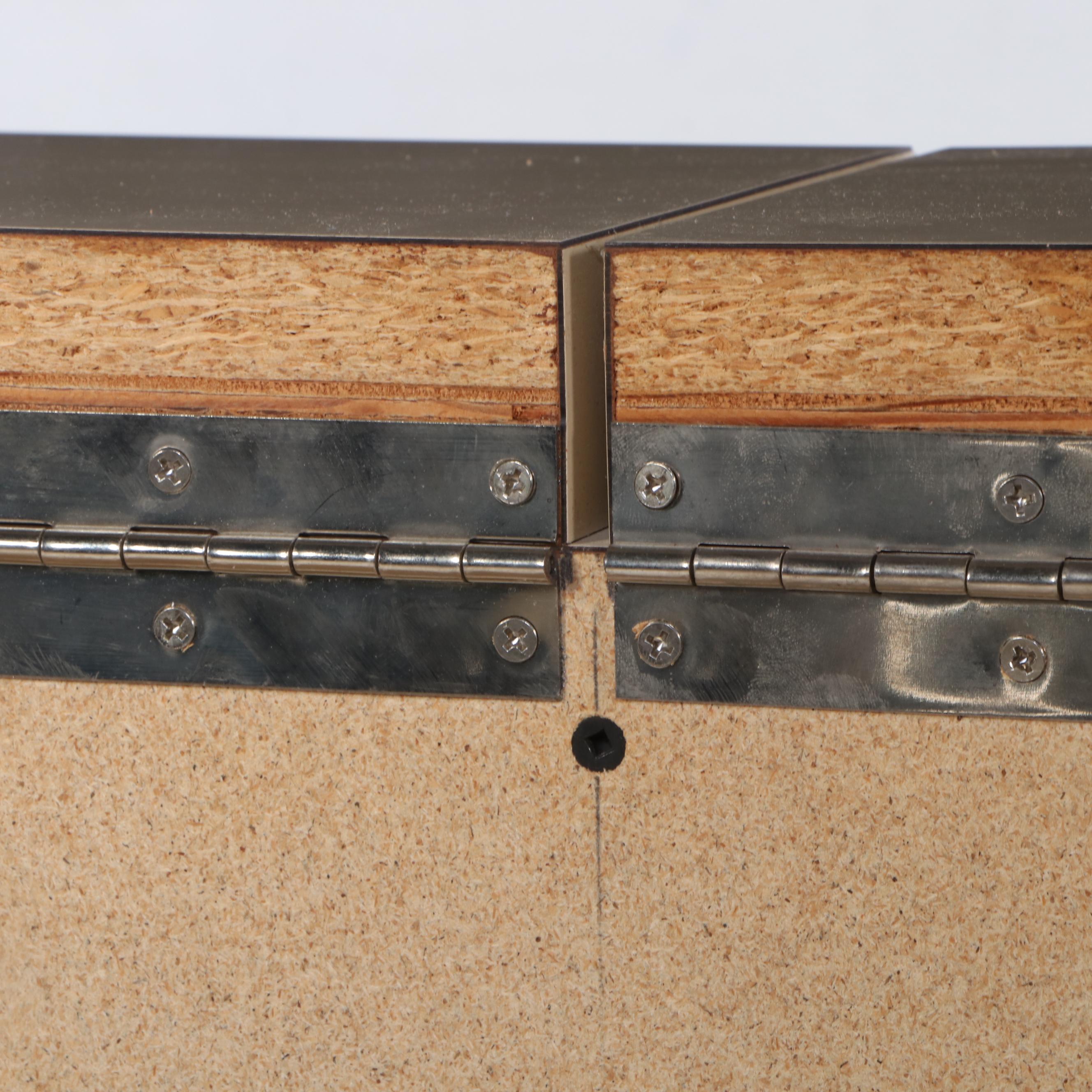 Postmodernist Brass-Trimmed Headboard and Pair of Nightstands, Late 20th Century