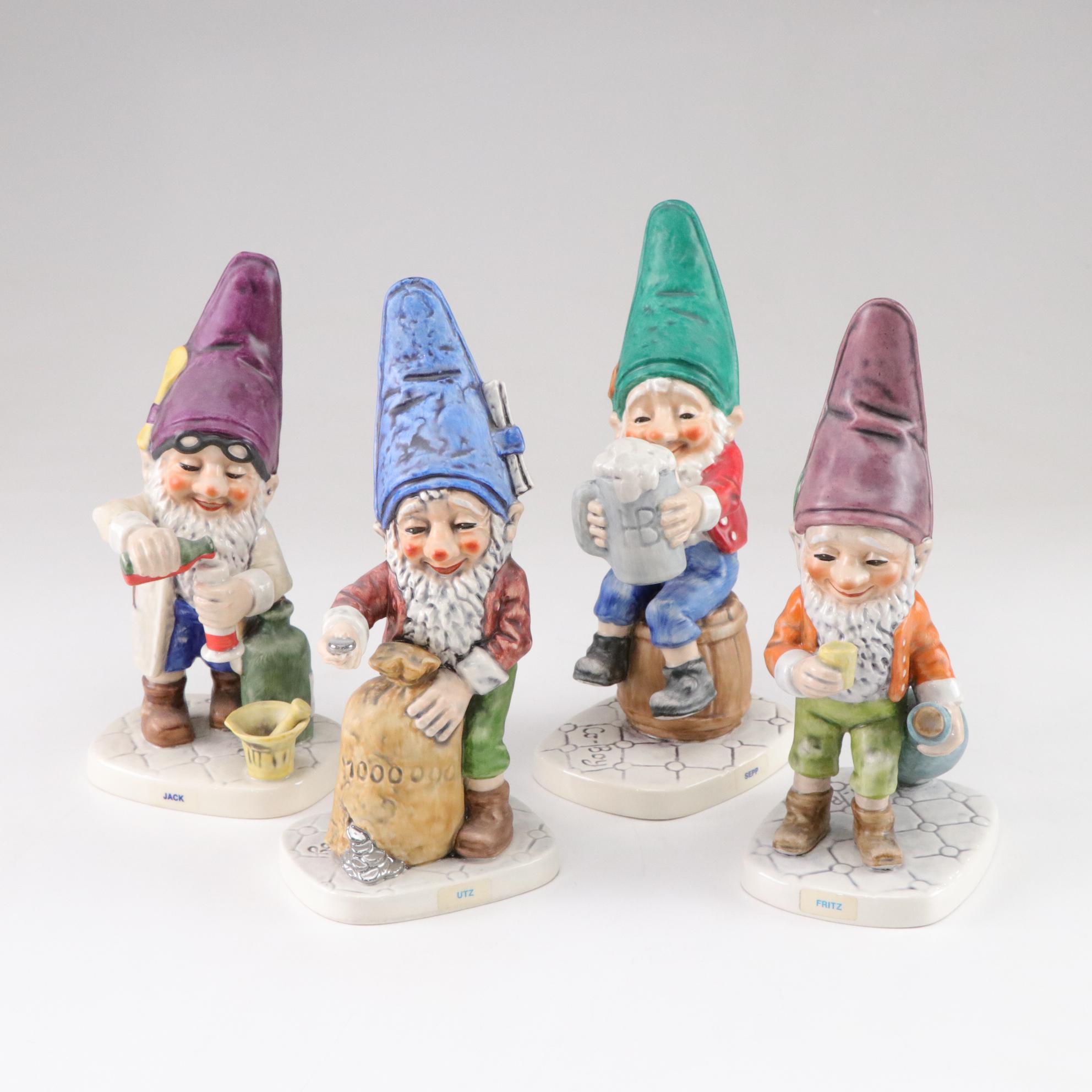 Goebel Porcelain "Co-Boy" Gnome Figurines Including "Utz" and "Fritz", 1970-80s