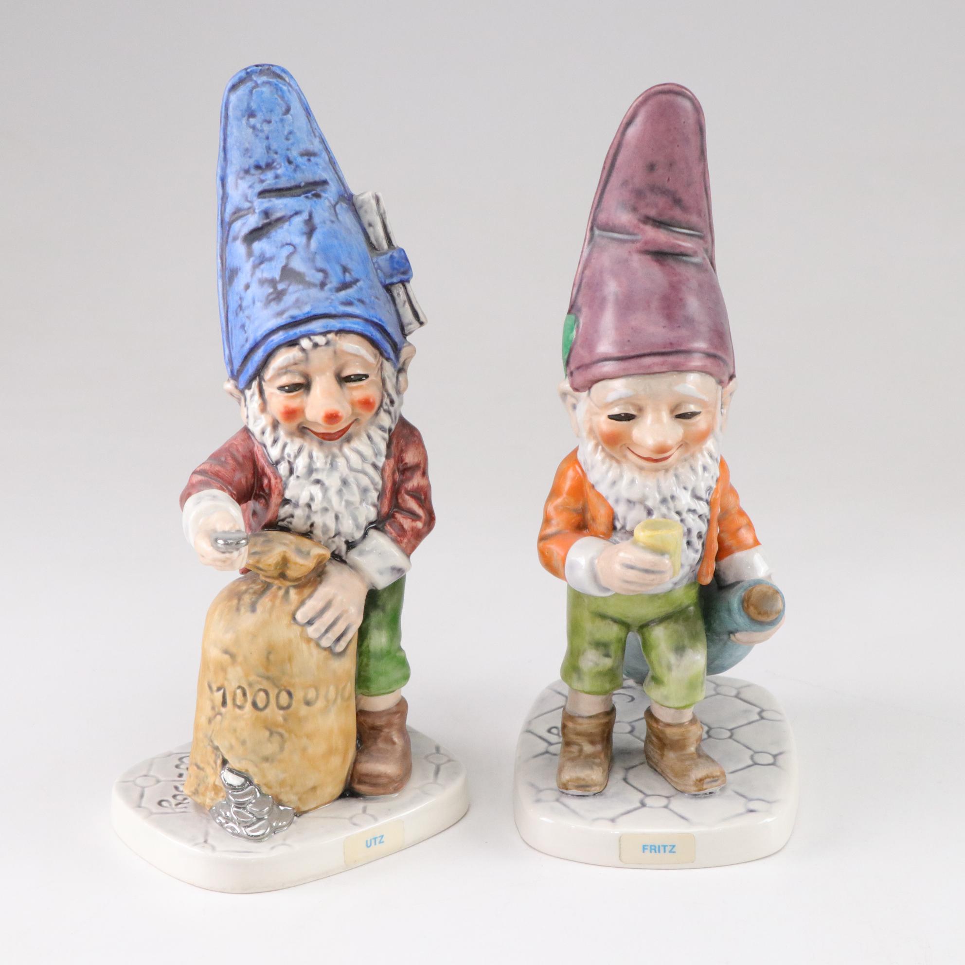 Goebel Porcelain "Co-Boy" Gnome Figurines Including "Utz" and "Fritz", 1970-80s