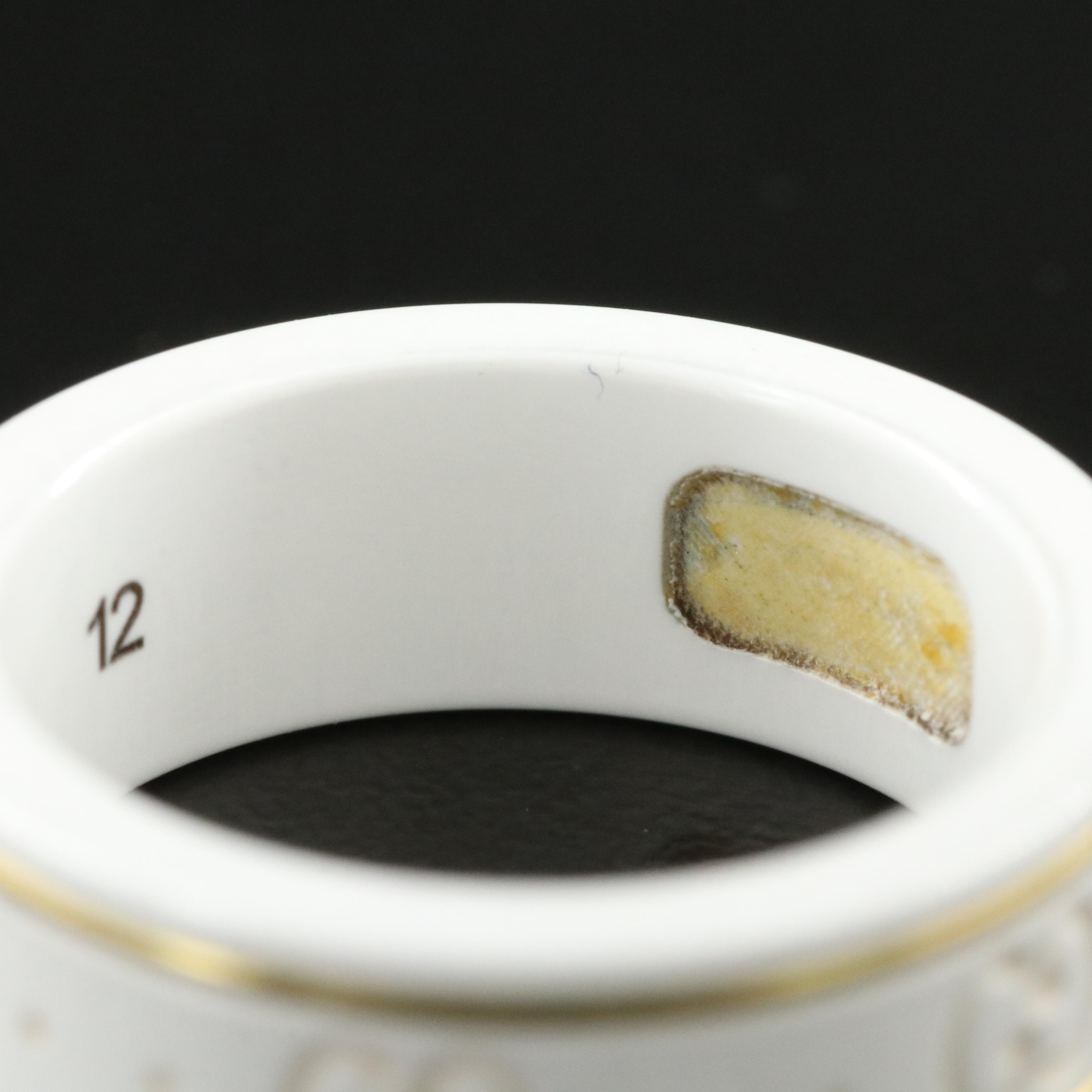 Gucci Icon White Ceramic Band Ring with 18K Accents