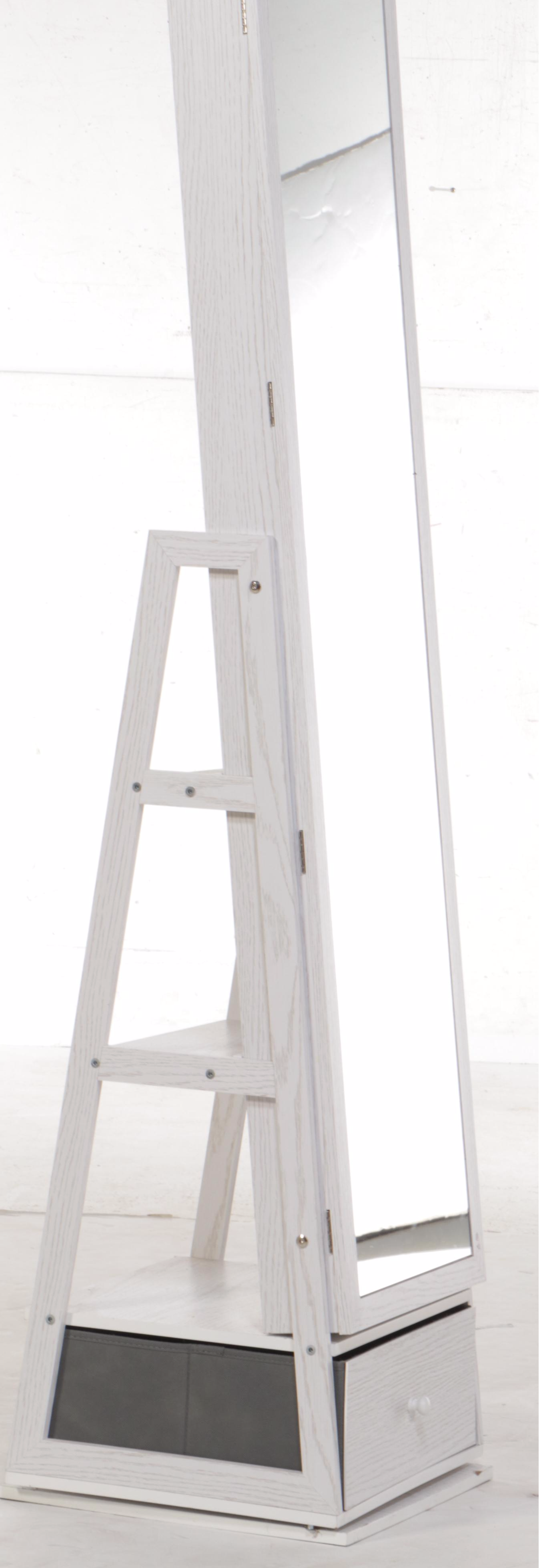 Contemporary Mirrored and Illuminated Jewelry Cabinet