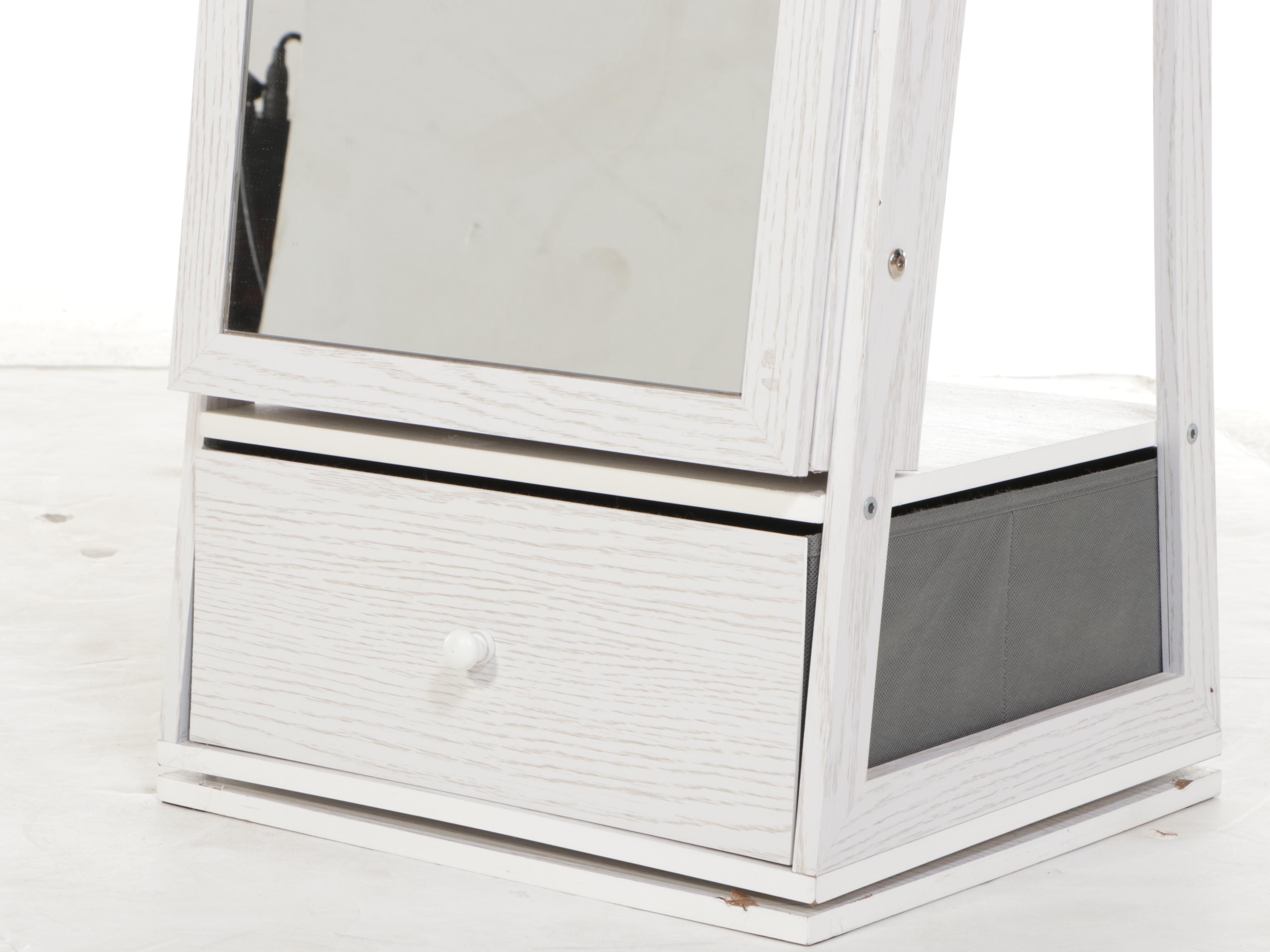 Contemporary Mirrored and Illuminated Jewelry Cabinet