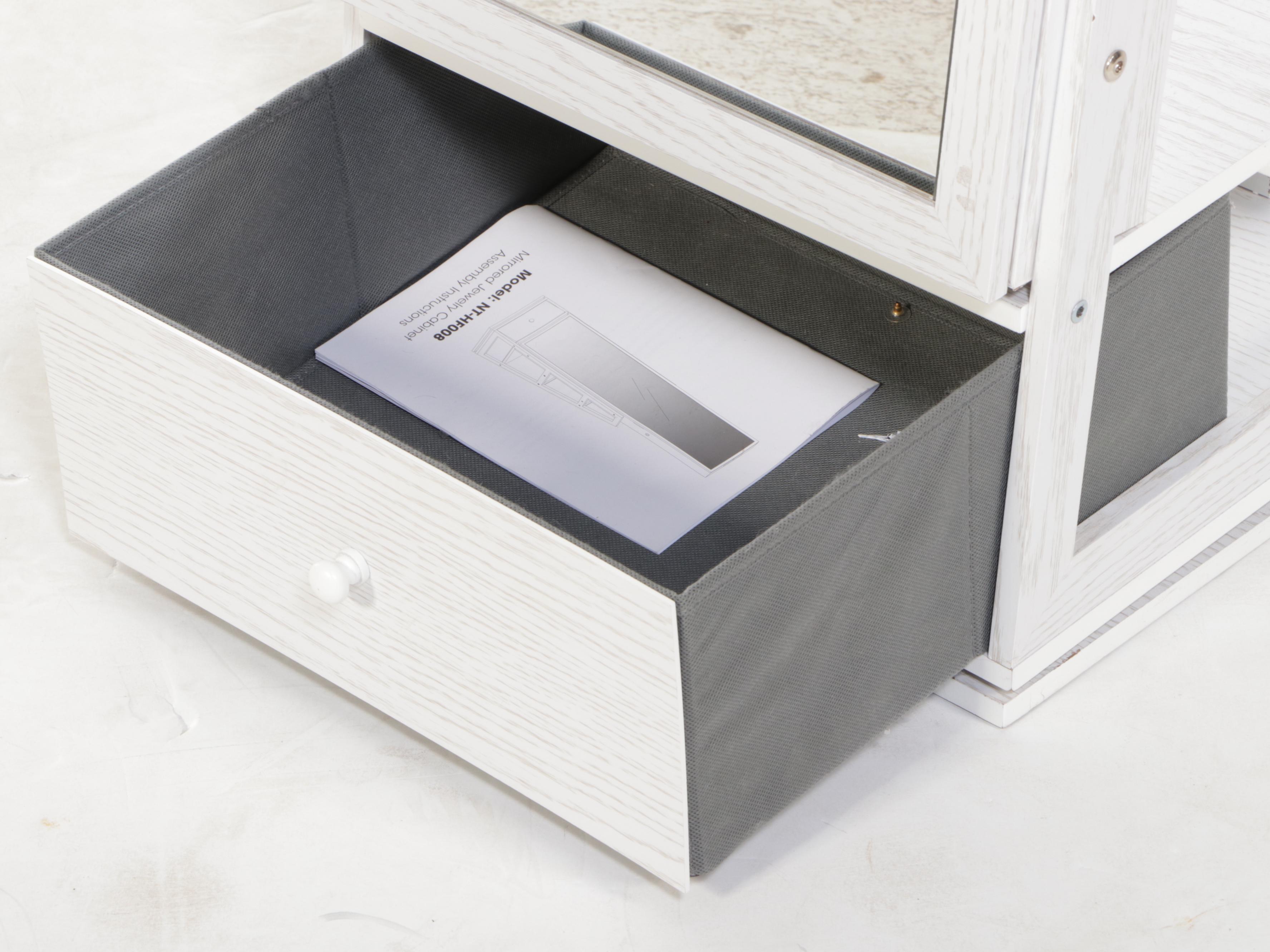 Contemporary Mirrored and Illuminated Jewelry Cabinet