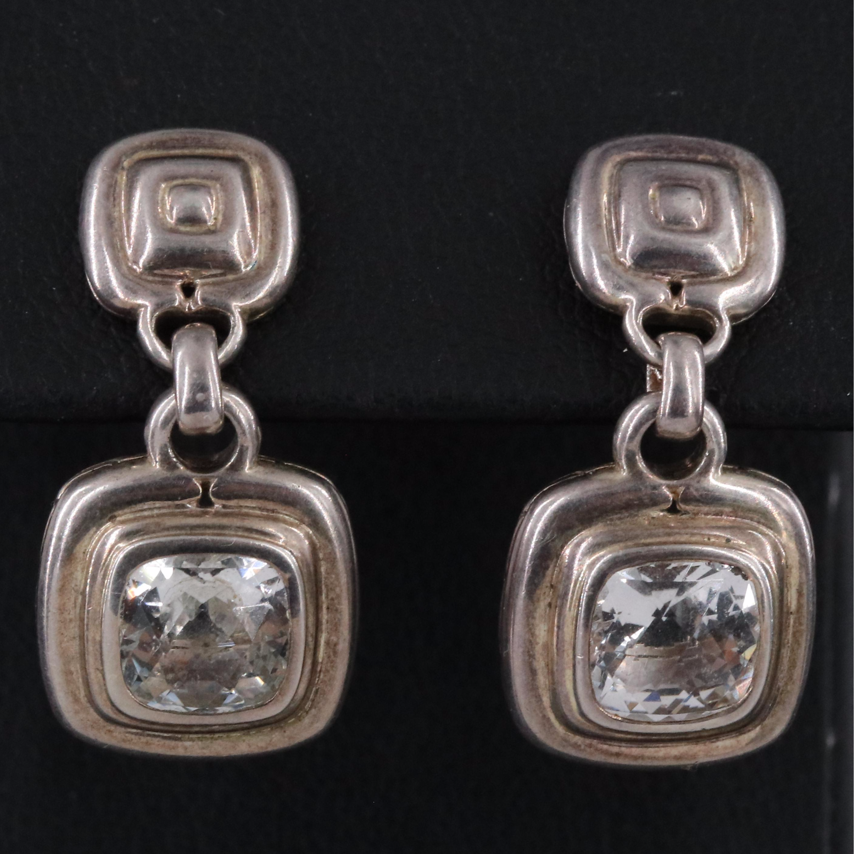 John Hardy Sterling Square Cushion Drop Earrings