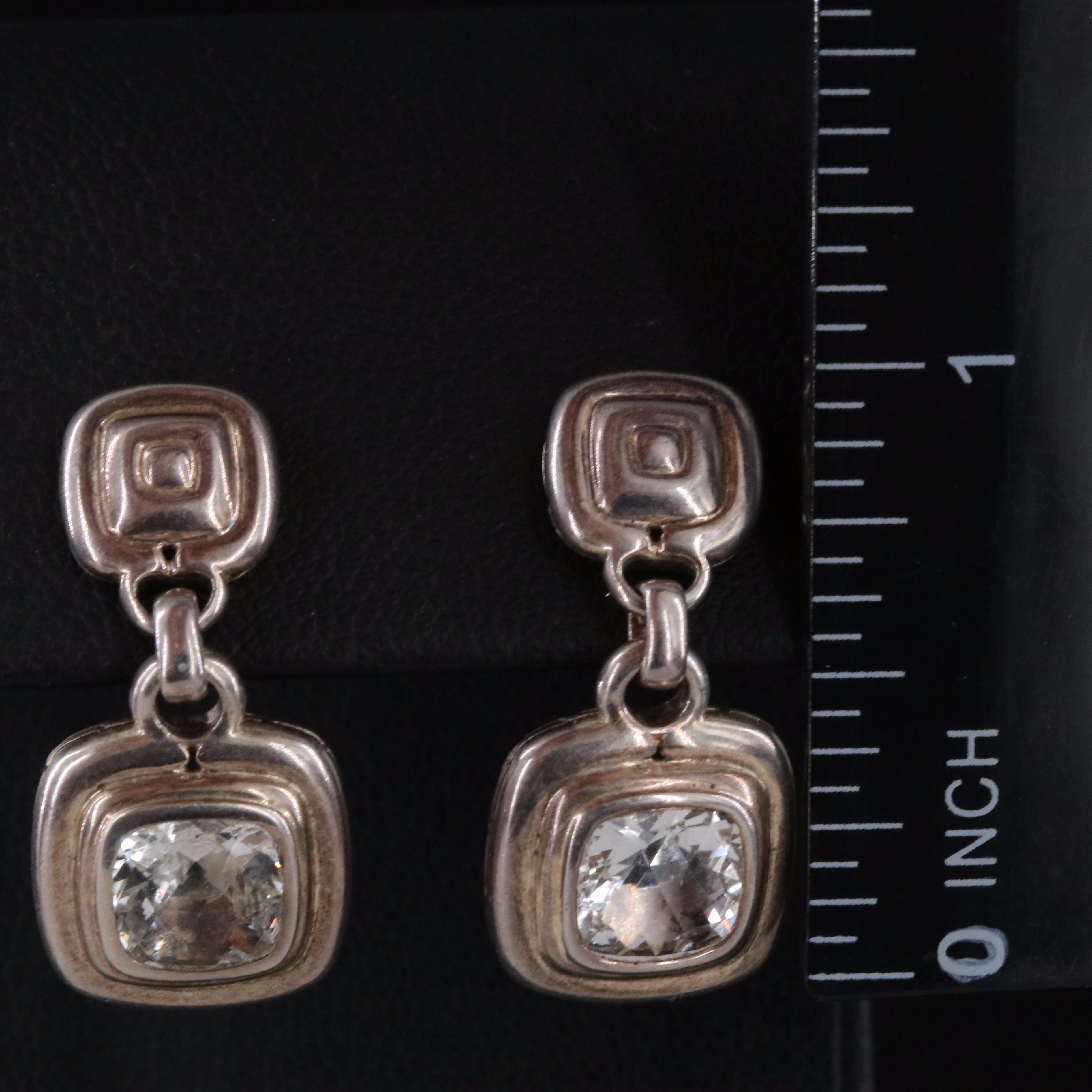 John Hardy Sterling Square Cushion Drop Earrings