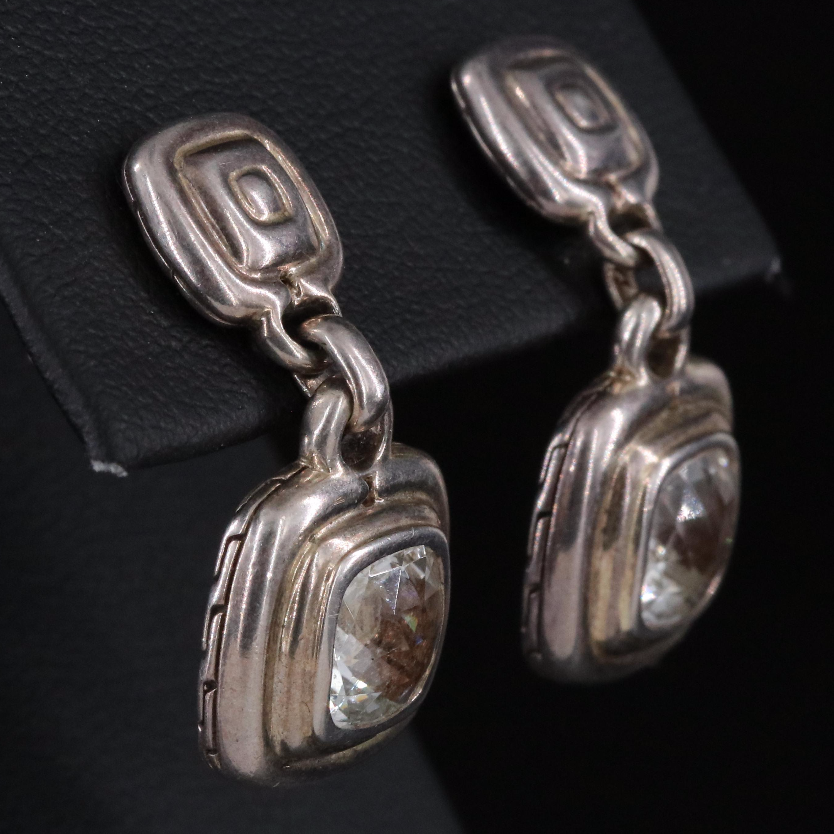 John Hardy Sterling Square Cushion Drop Earrings