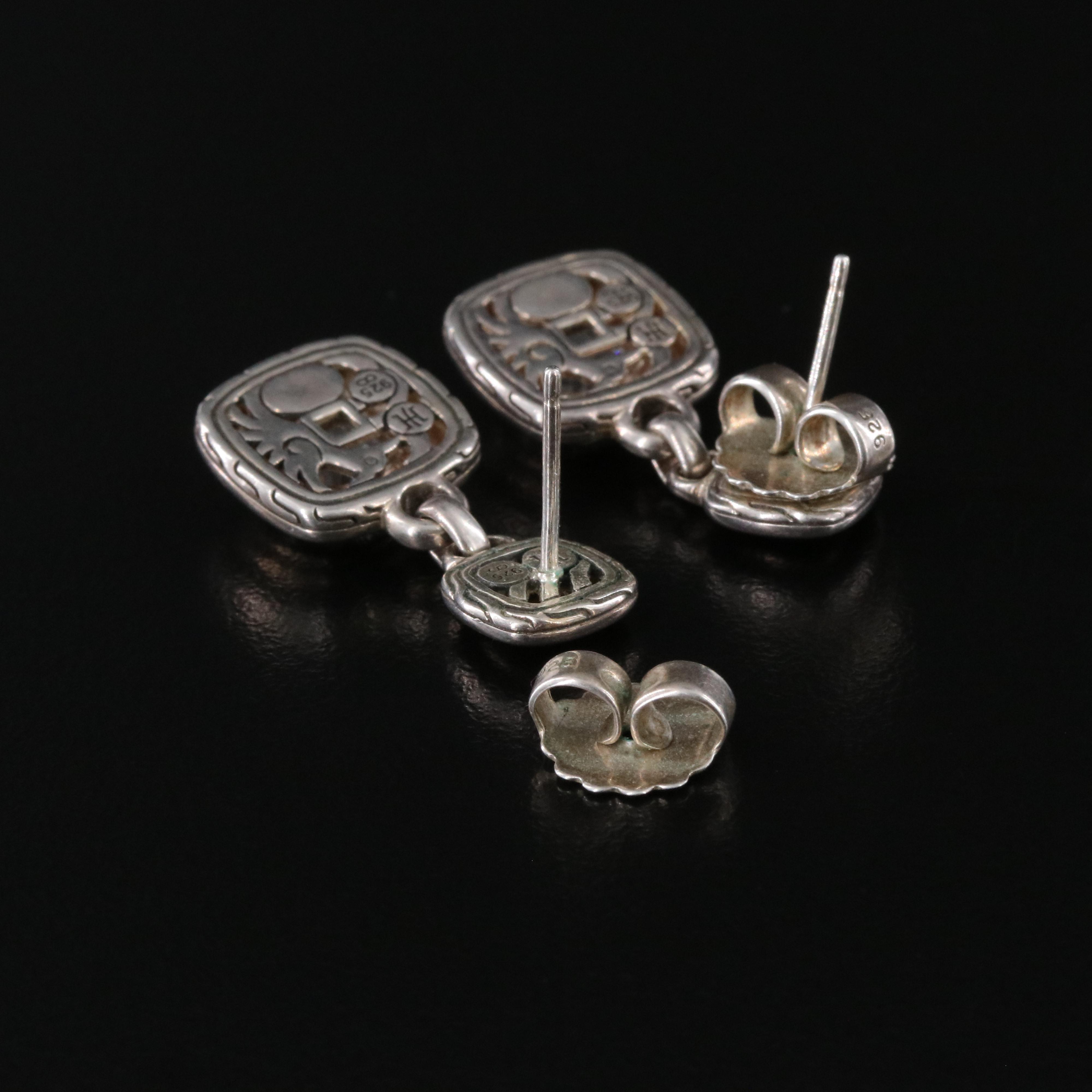 John Hardy Sterling Square Cushion Drop Earrings