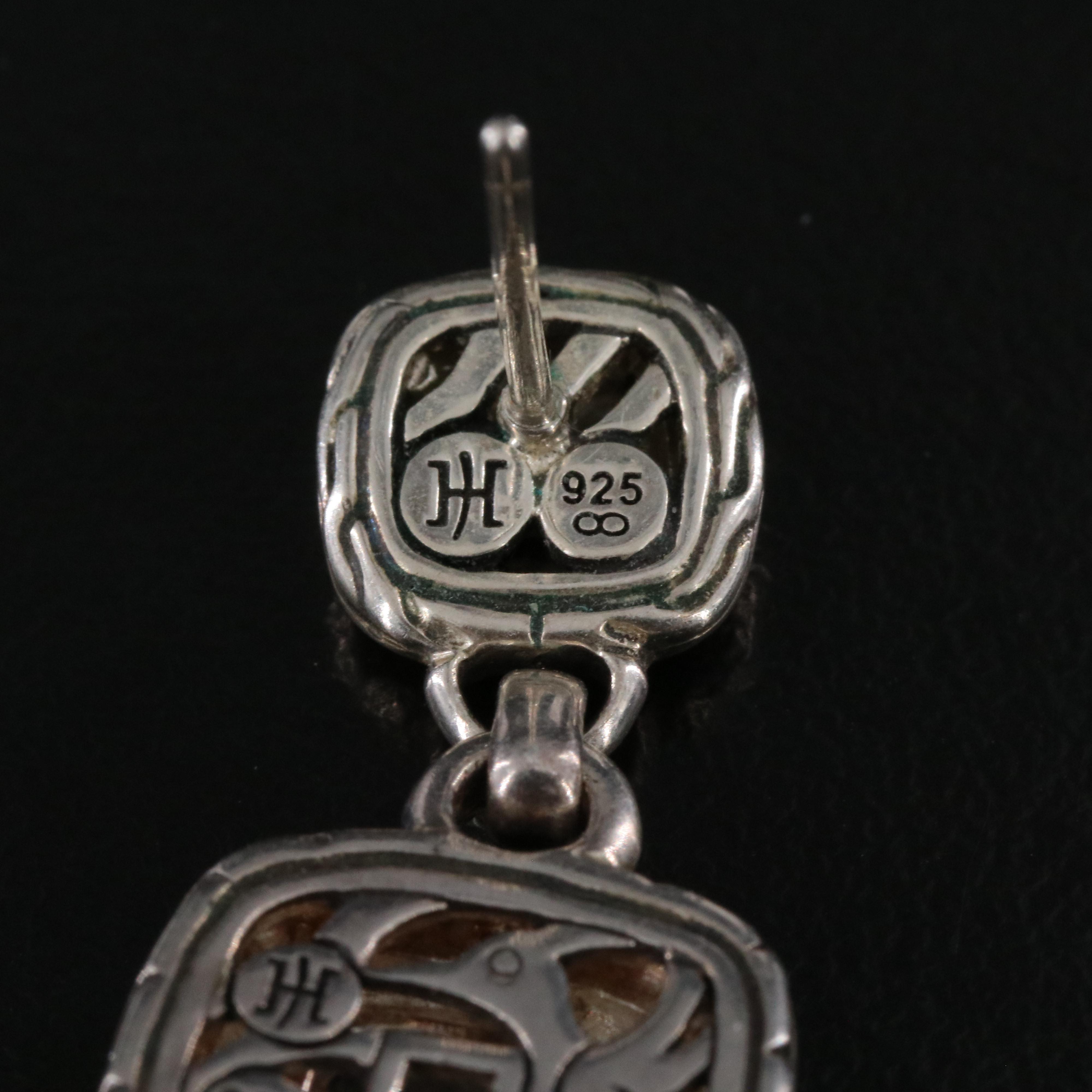 John Hardy Sterling Square Cushion Drop Earrings