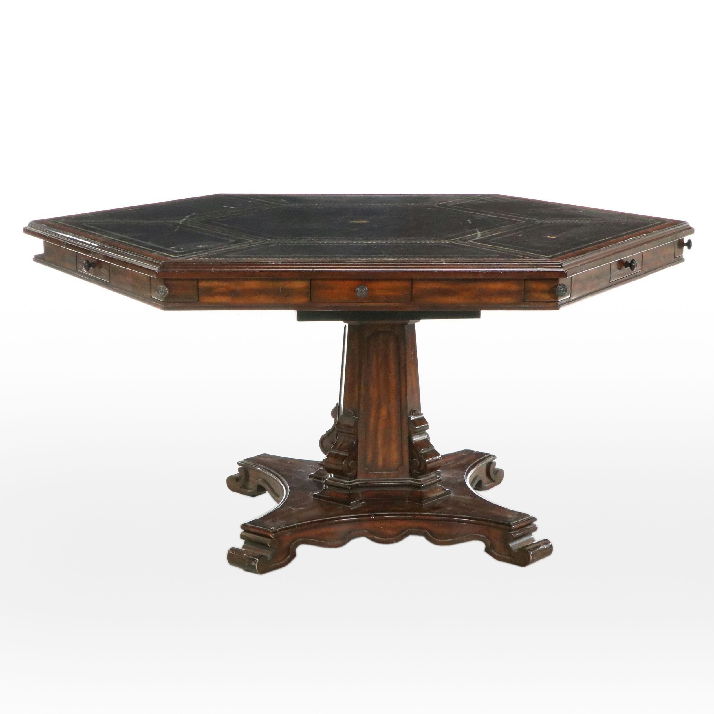 Regency Style Leather Top Mahogany Games Table, Late 20th Century