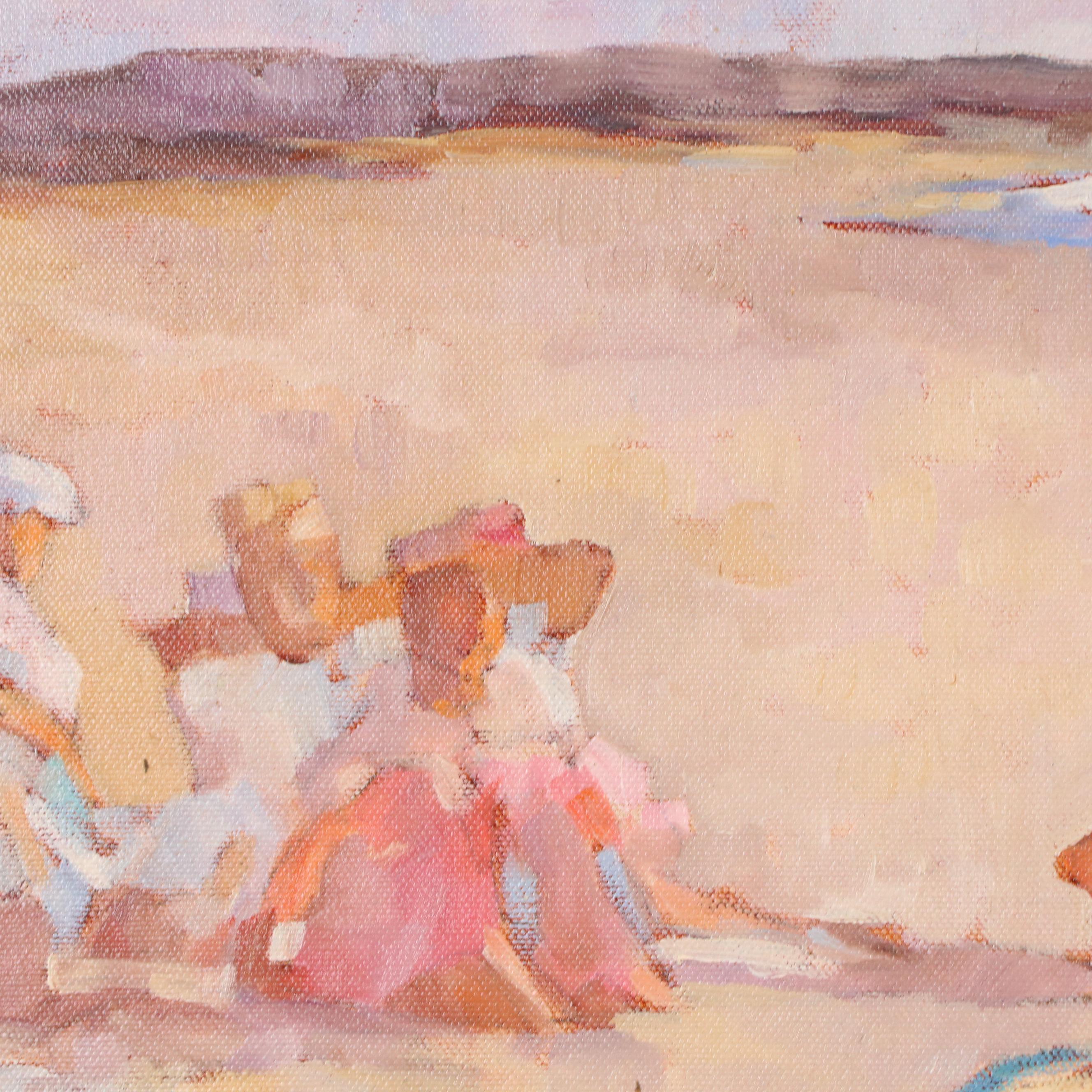 Rose Aimee Guite Oil Painting of Figures Playing on the Beach