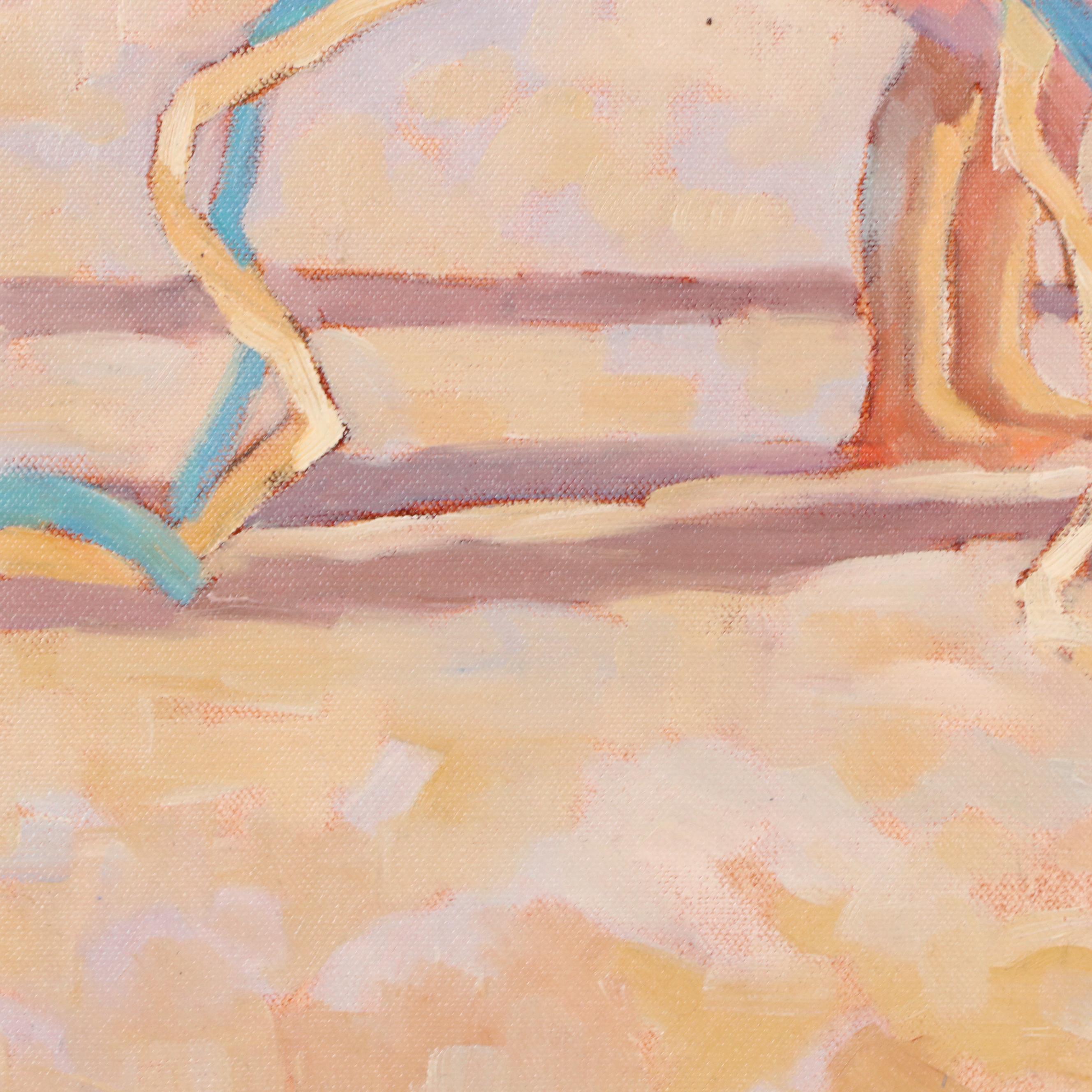 Rose Aimee Guite Oil Painting of Figures Playing on the Beach