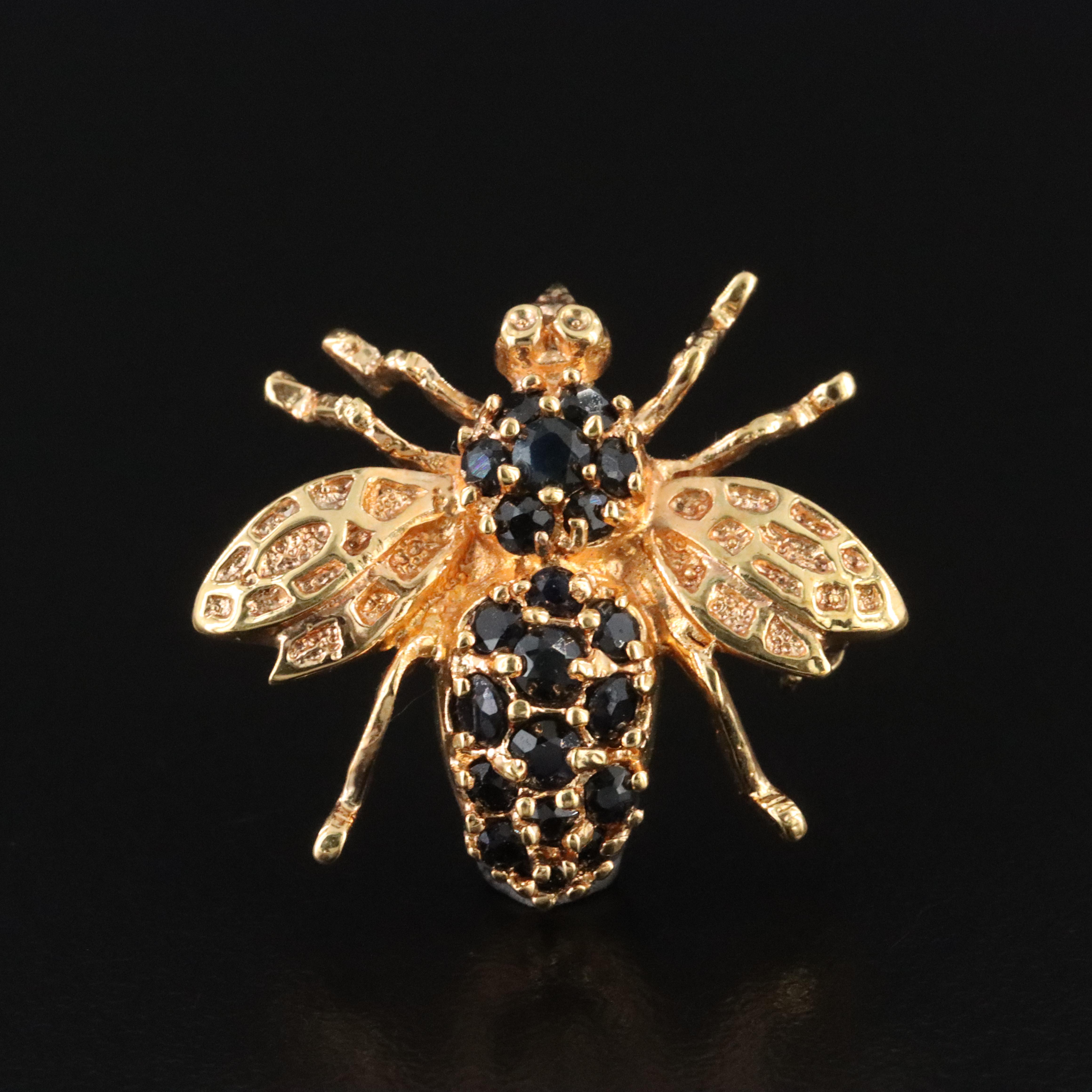 Sterling Sapphire Bee Pin