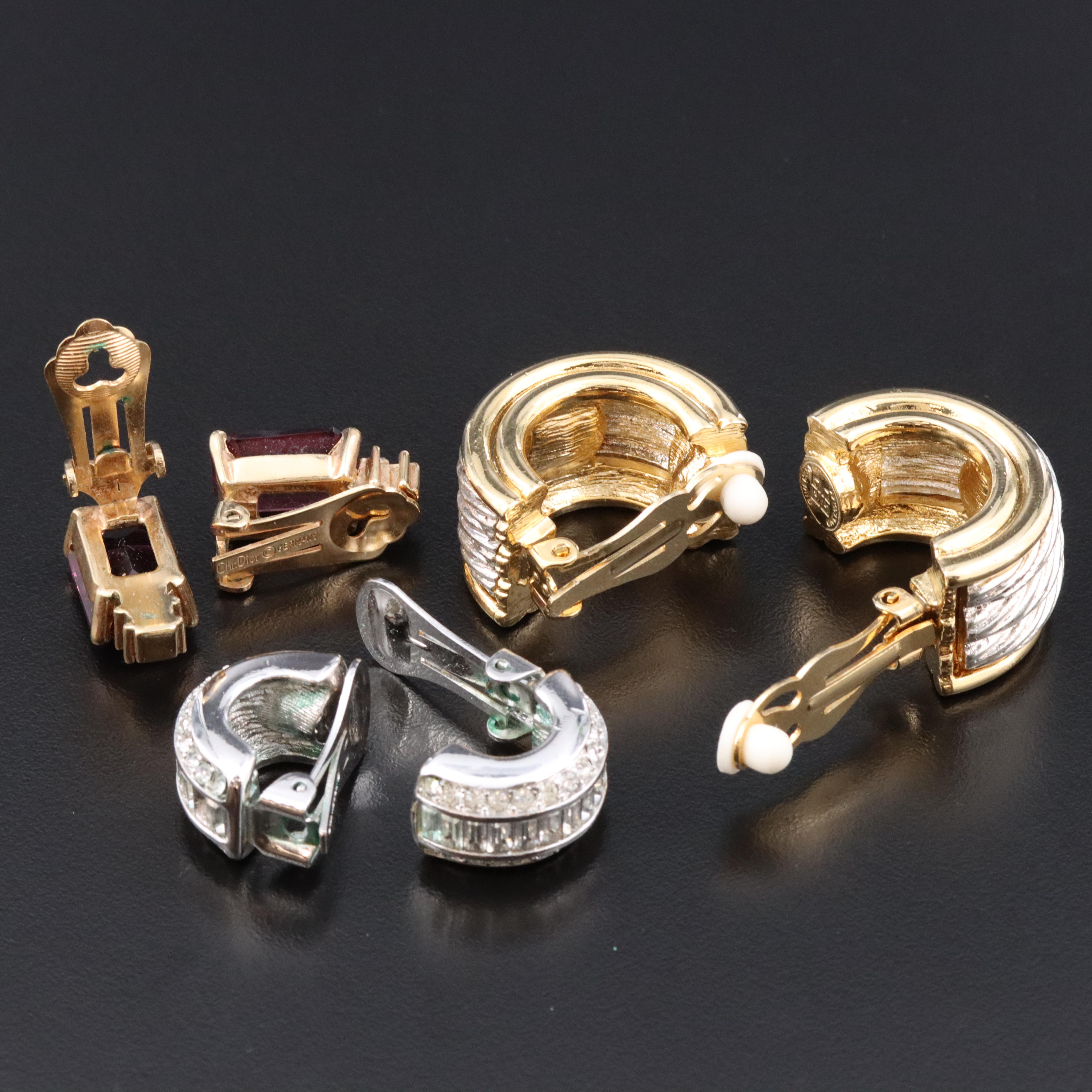 Givenchy and Christian Dior Crystal Earrings