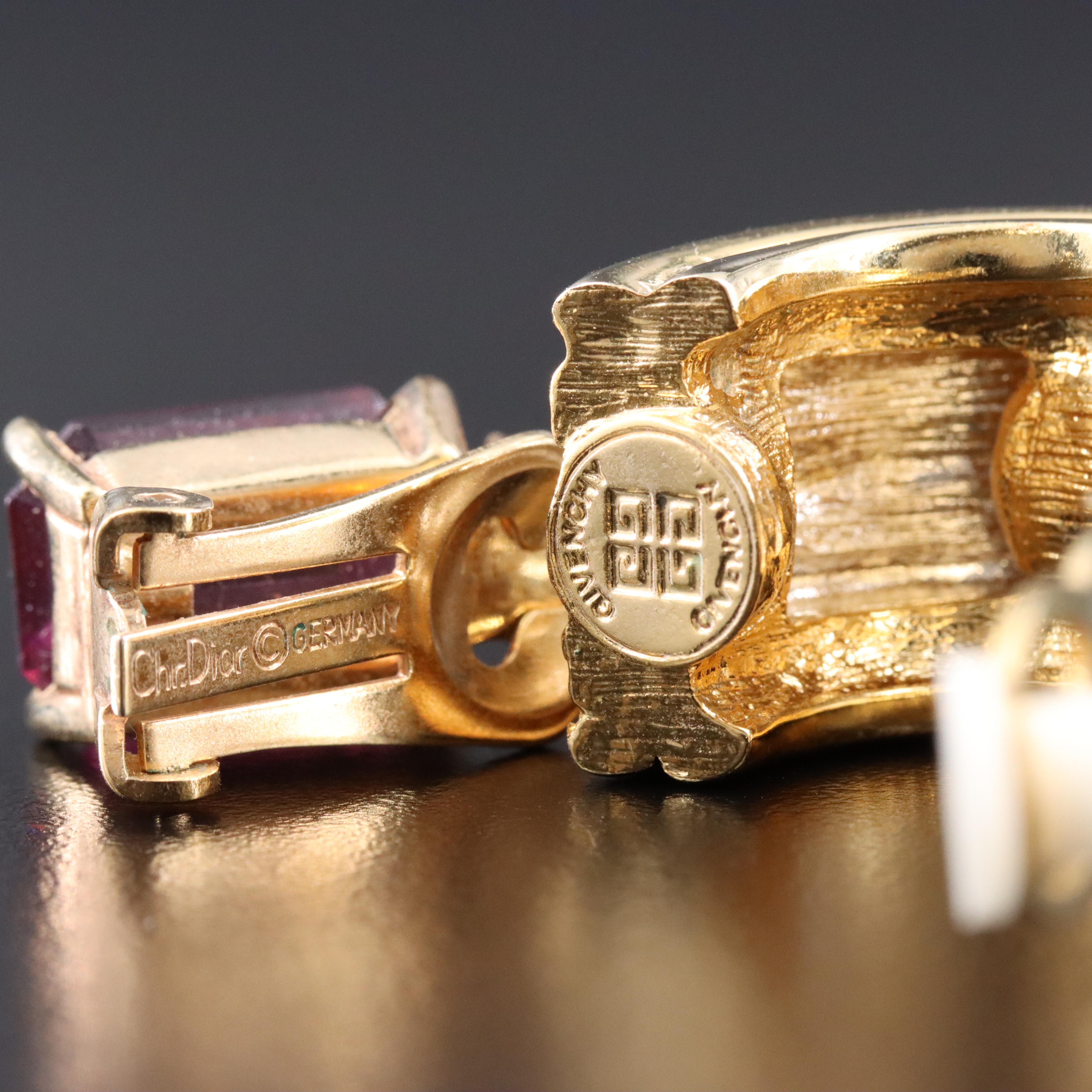 Givenchy and Christian Dior Crystal Earrings