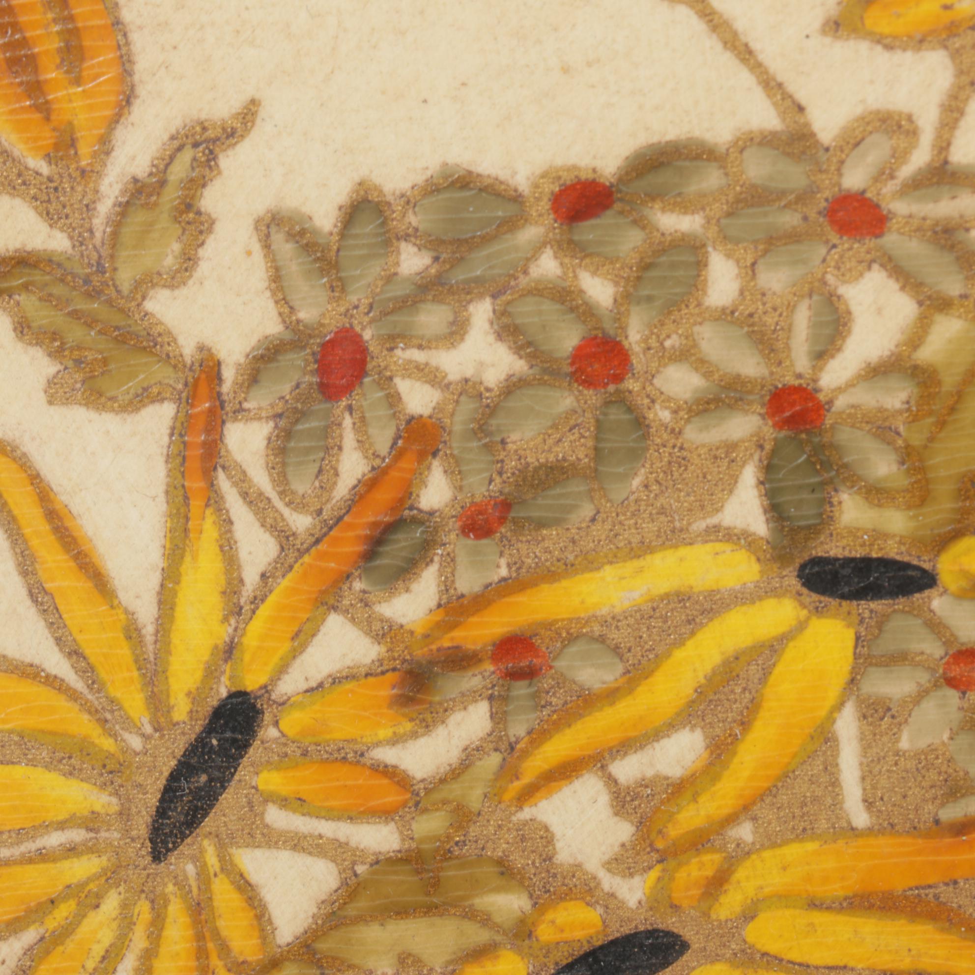 Acrylic Painting of Wilting Black-eyed Susans in Vase, 20th Century