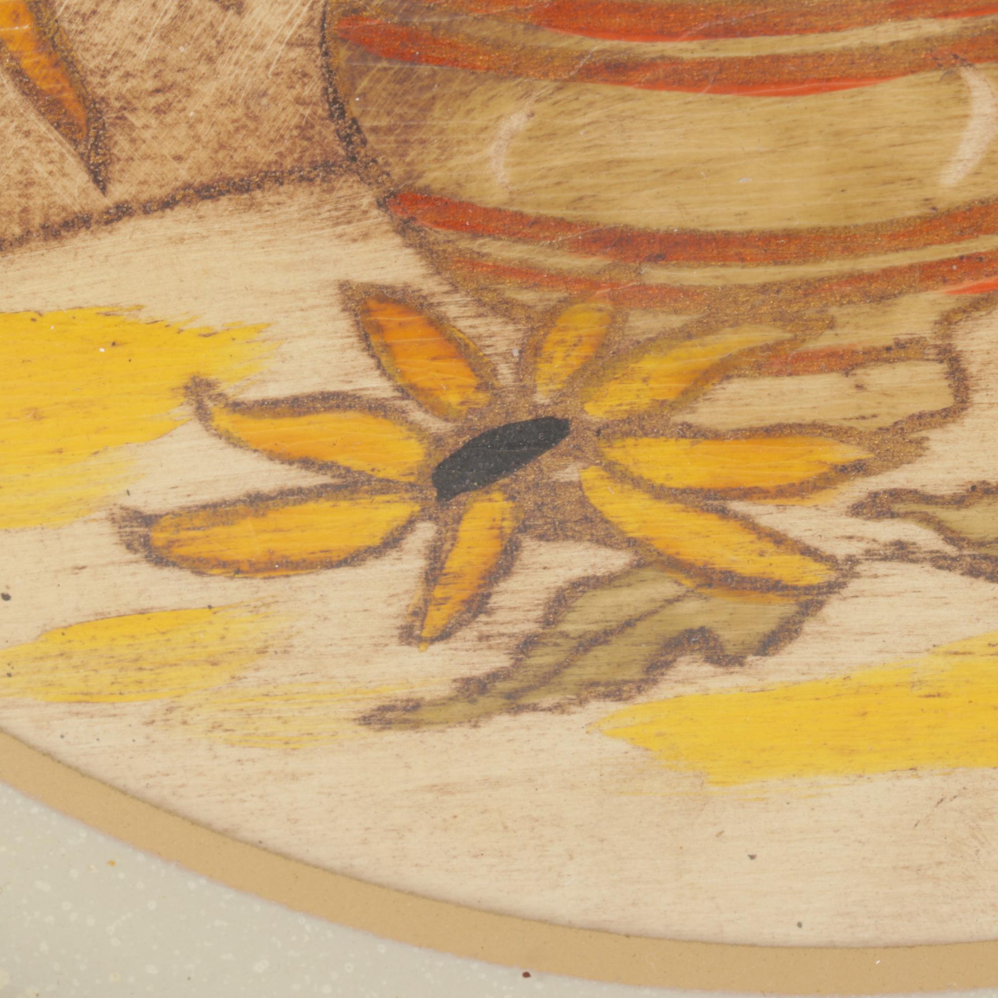 Acrylic Painting of Wilting Black-eyed Susans in Vase, 20th Century