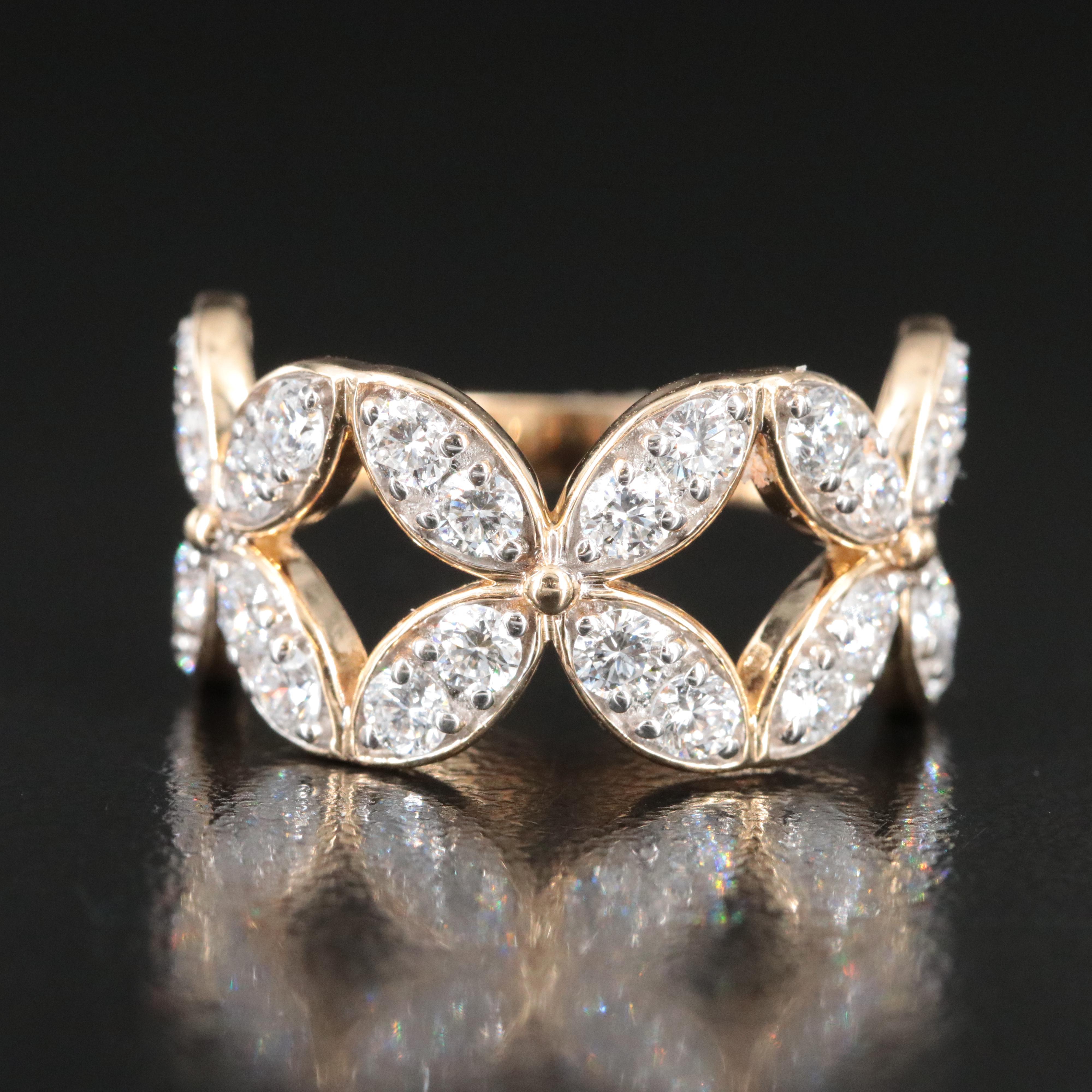 14K 1.50 CTW Lab Grown Diamond Flower Ring