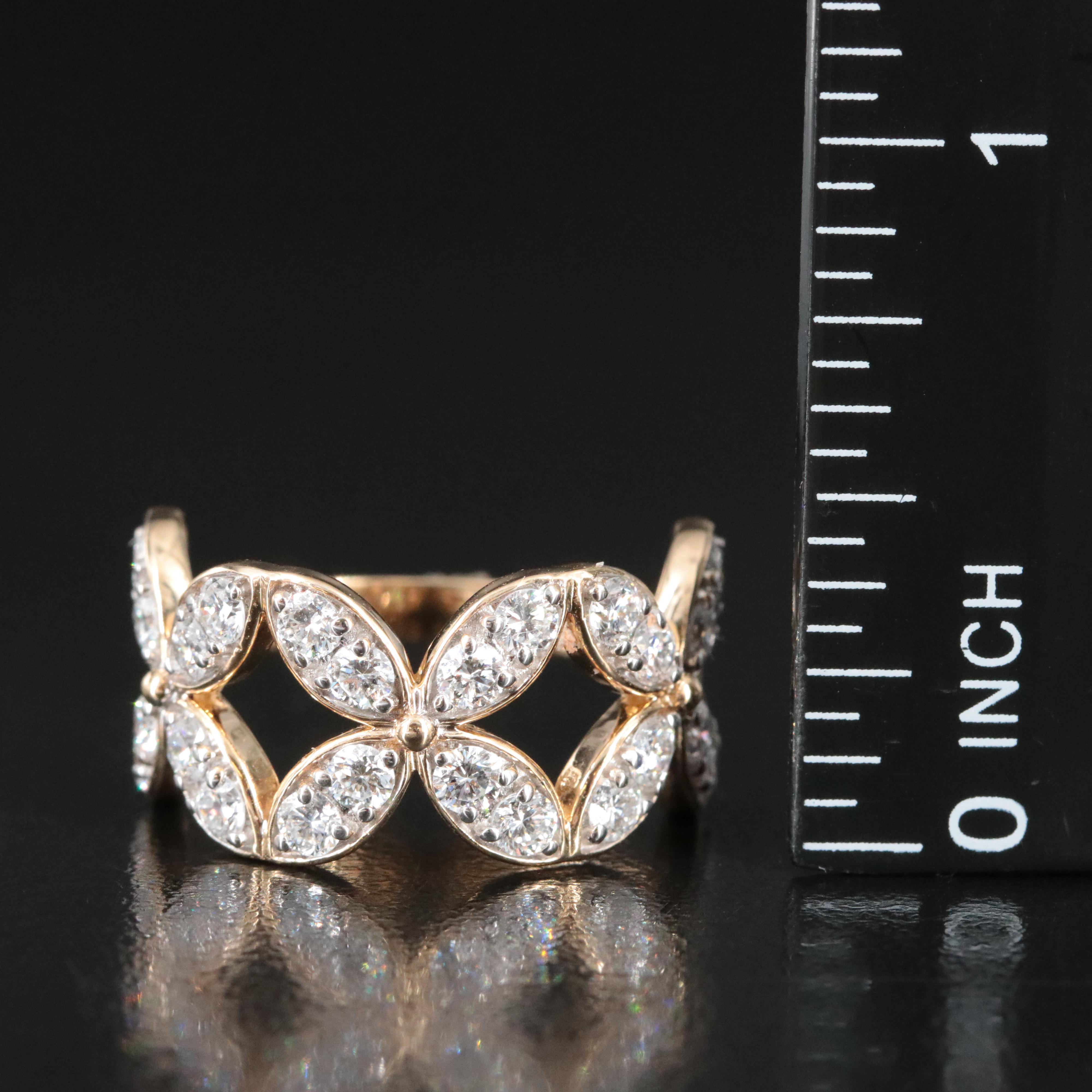 14K 1.50 CTW Lab Grown Diamond Flower Ring