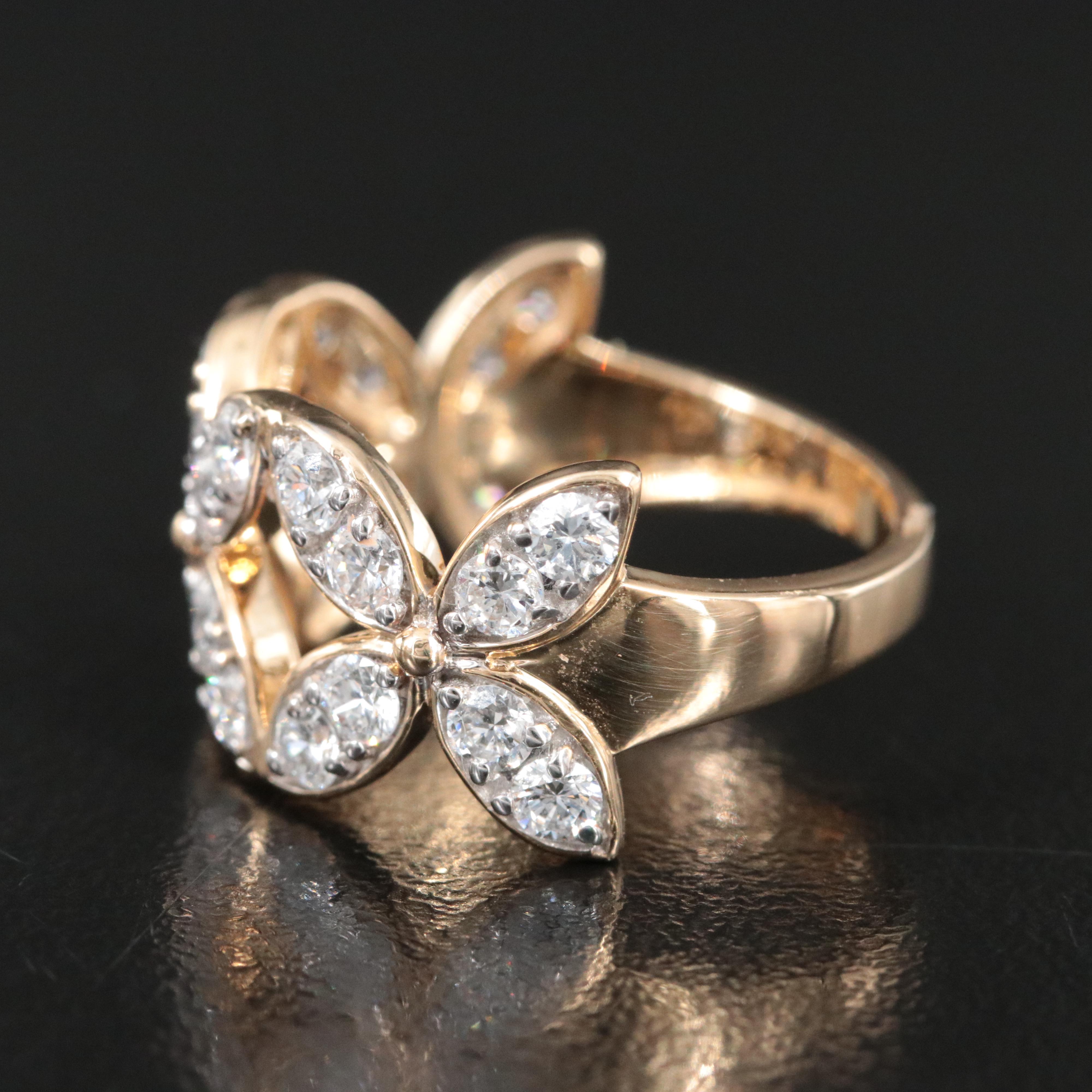 14K 1.50 CTW Lab Grown Diamond Flower Ring