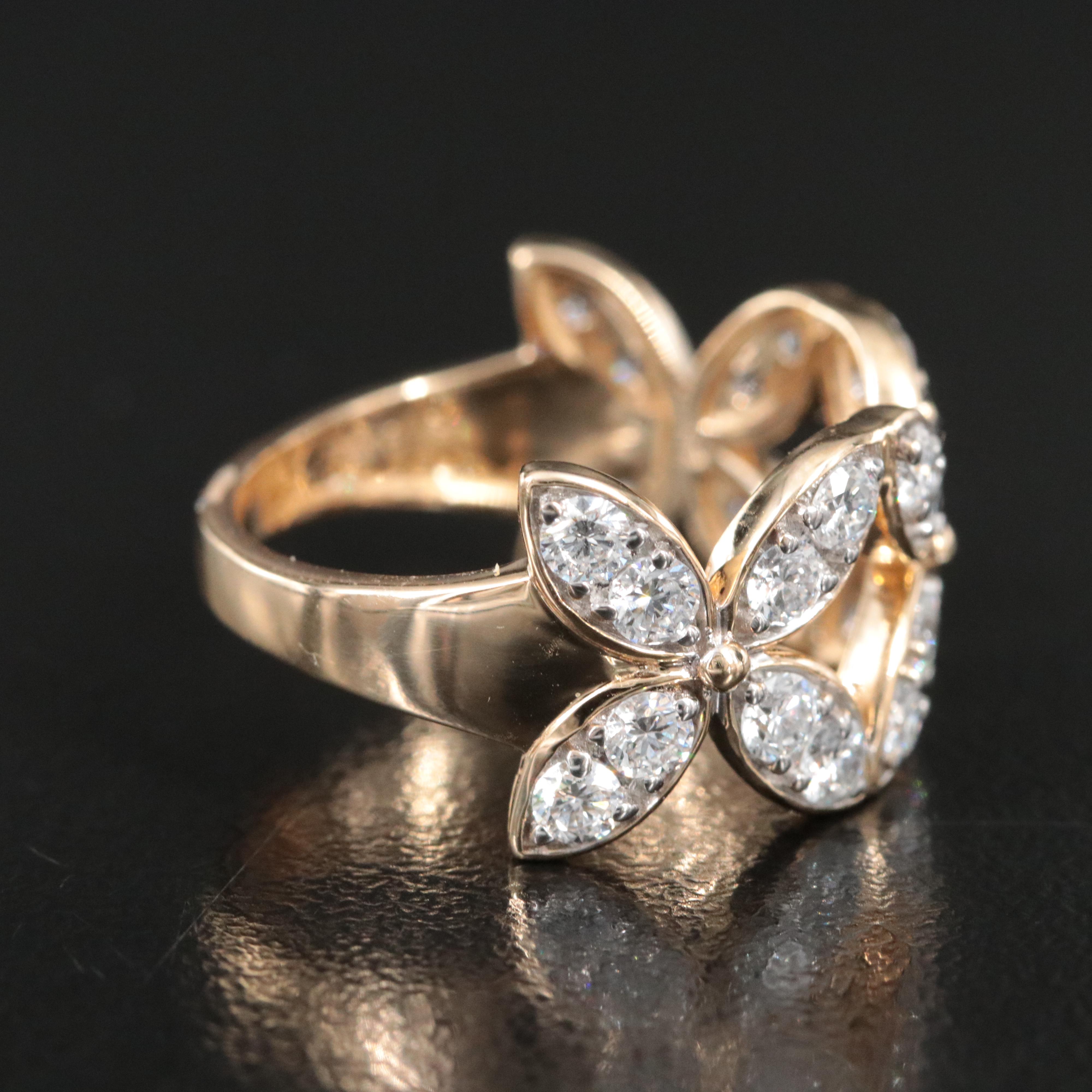 14K 1.50 CTW Lab Grown Diamond Flower Ring