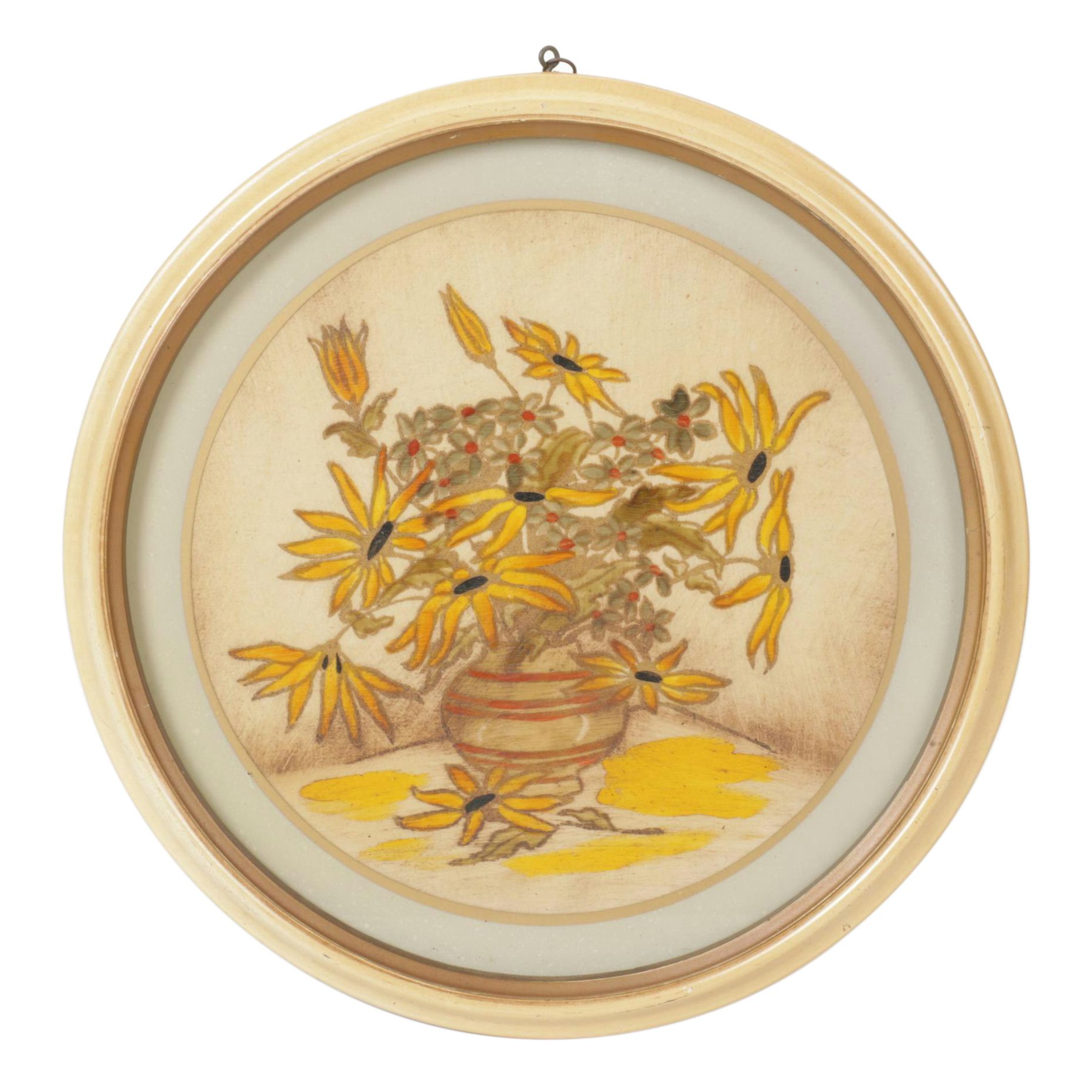 Acrylic Painting of Wilting Black-eyed Susans in Vase, 20th Century