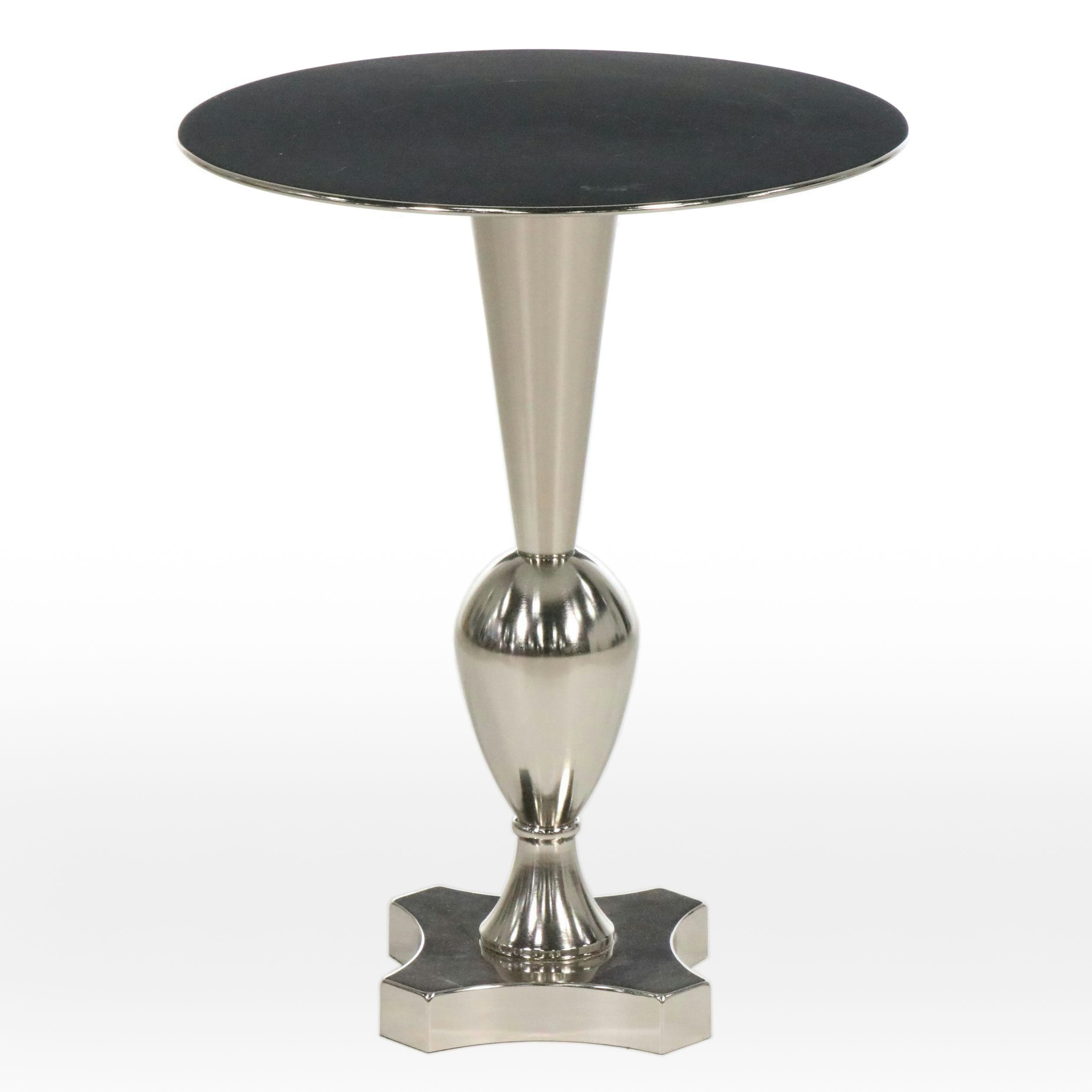 Contemporary Mirror Finish Chromed Metal End Table