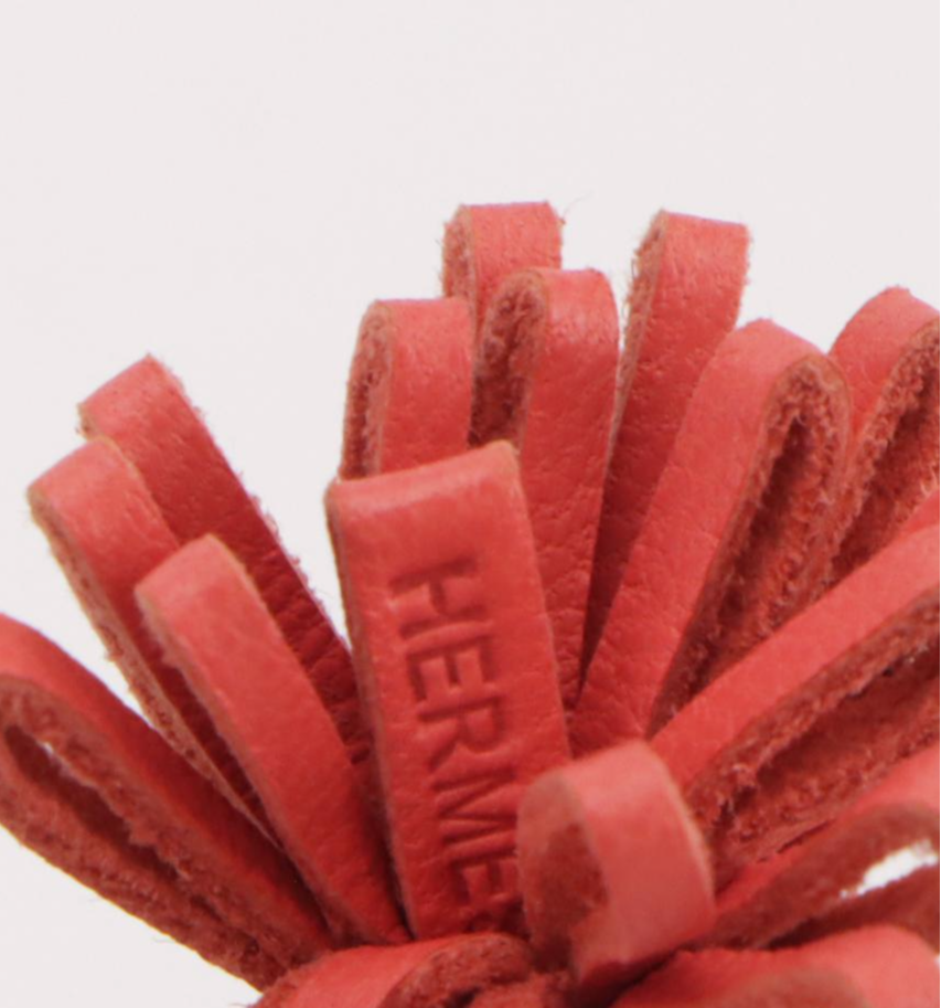 Hermès Carmencita Petit Pompom Charm/Page Marker in Red Lambskin Leather