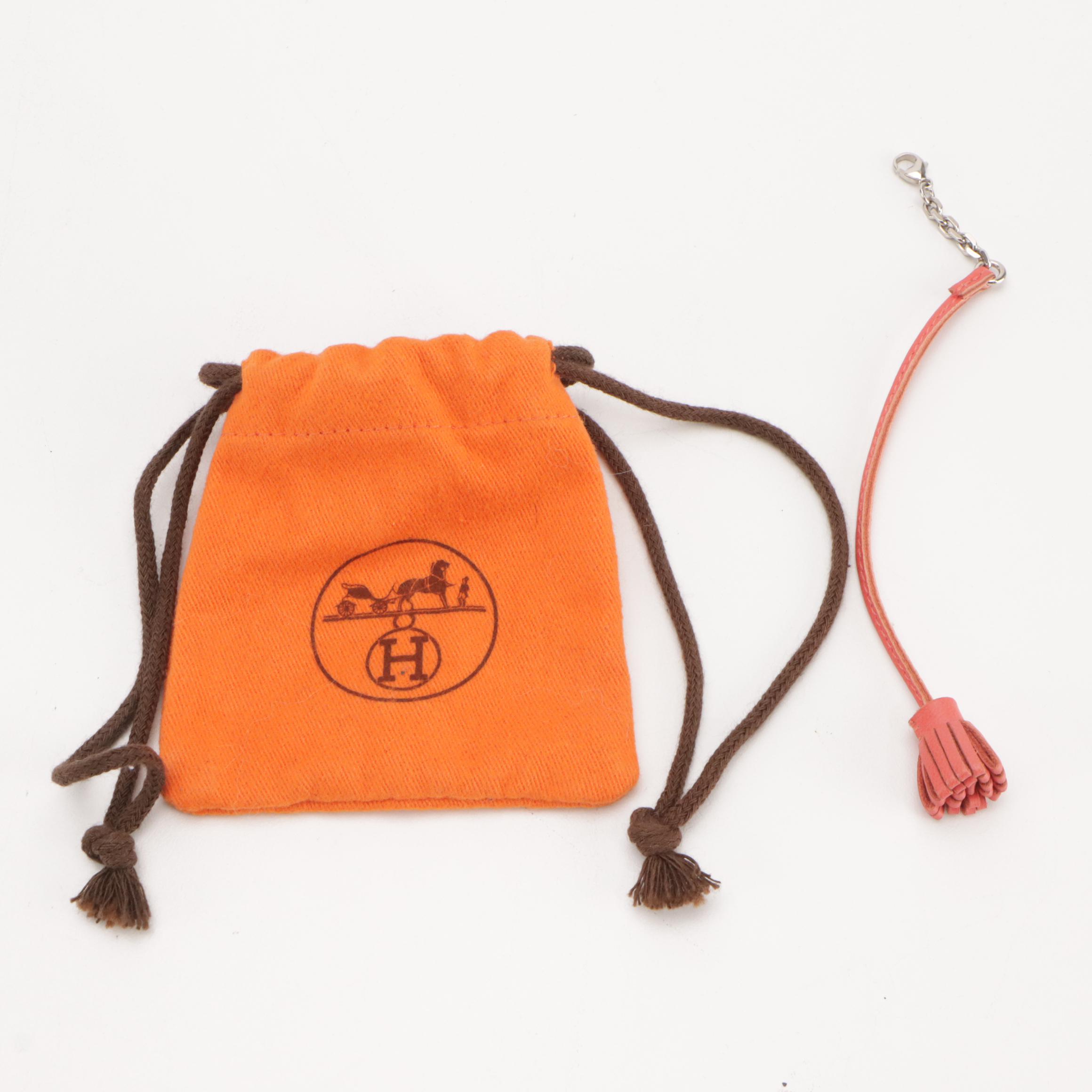 Hermès Carmencita Petit Pompom Charm/Page Marker in Red Lambskin Leather