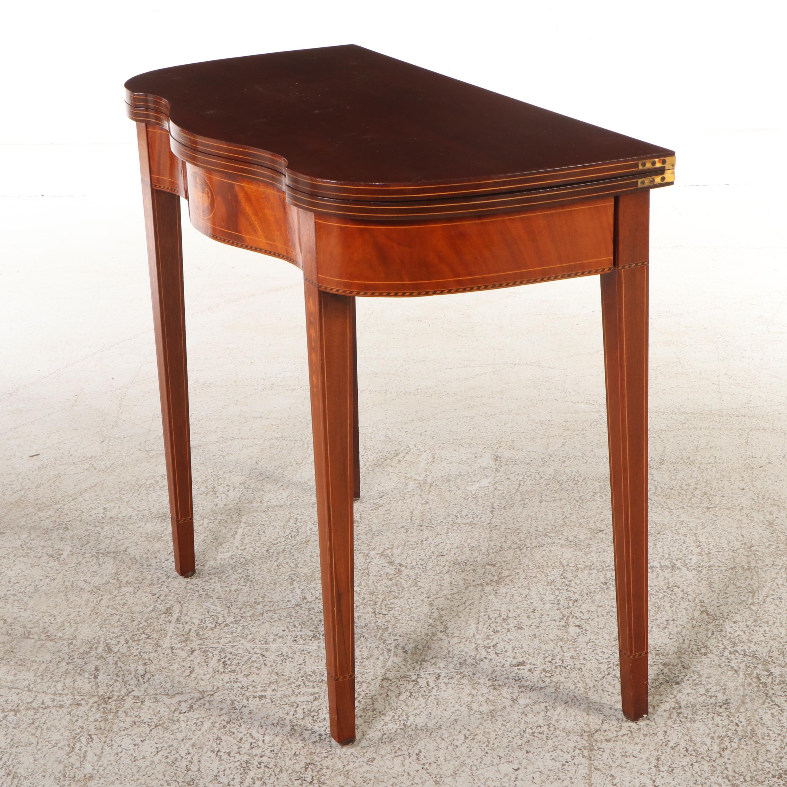 Hepplewhite Style Inlaid Mahogany Games Table, Late 19th/Early 20th Century