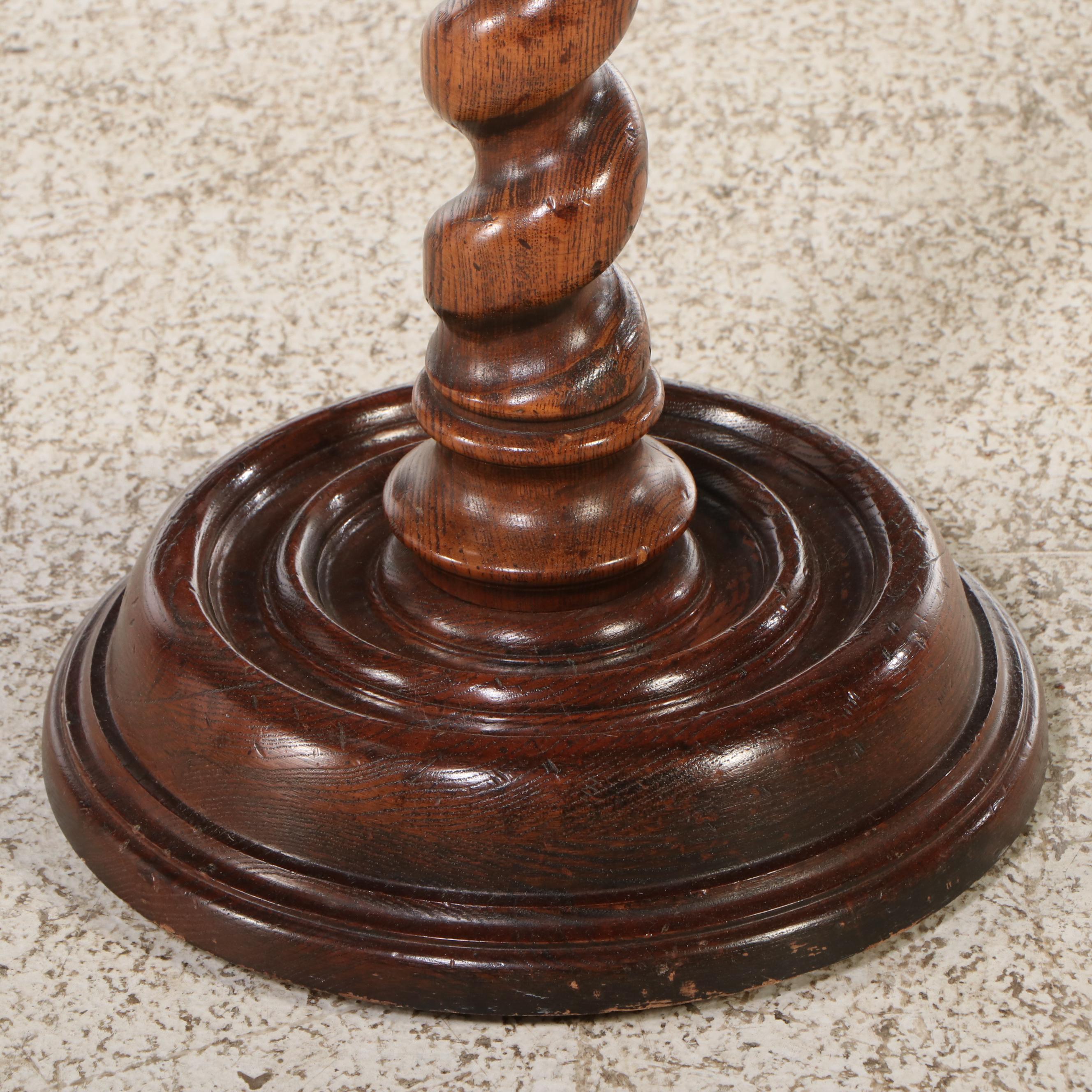Burl Wood and Oak Barley Twist Carved Stand, 20th Century