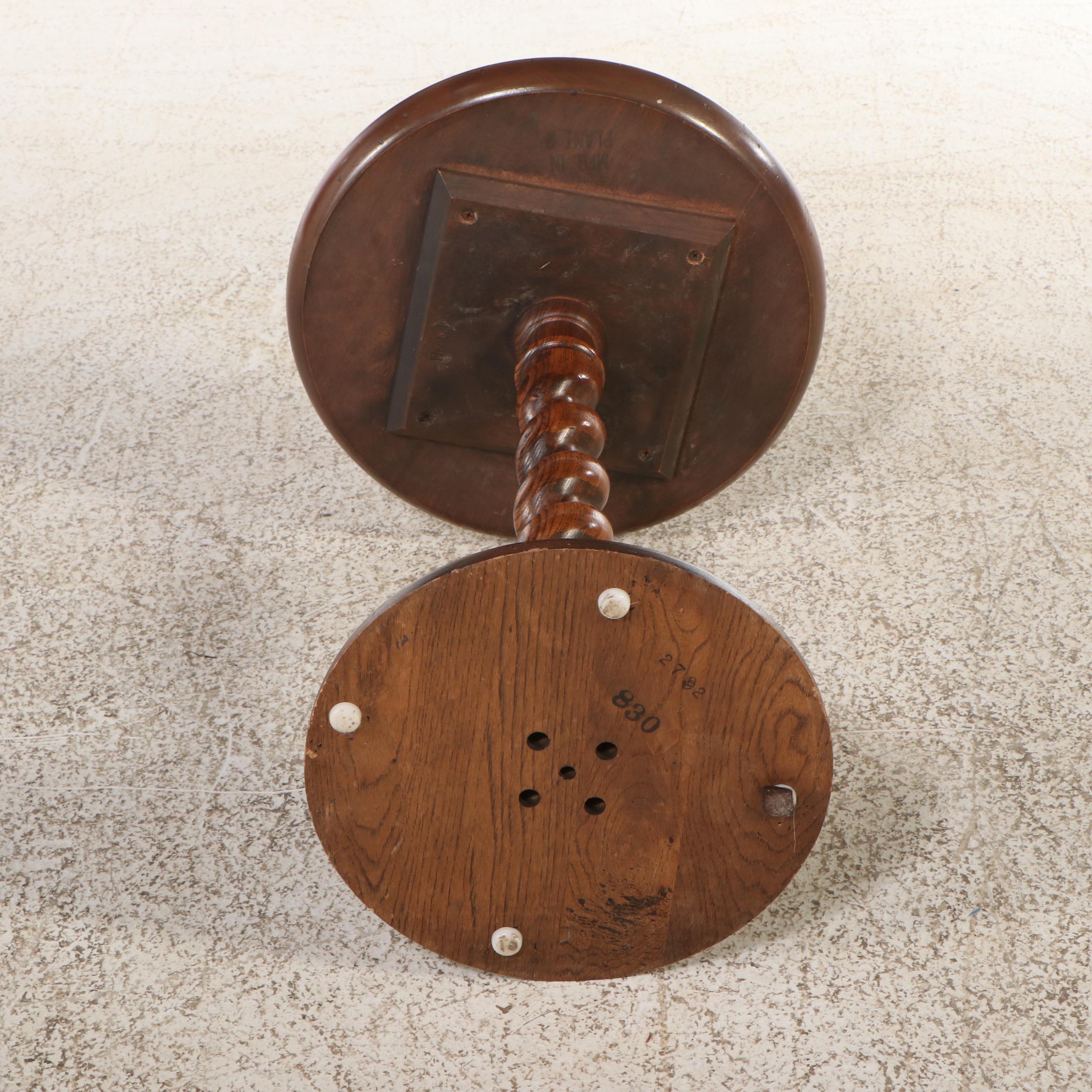 Burl Wood and Oak Barley Twist Carved Stand, 20th Century