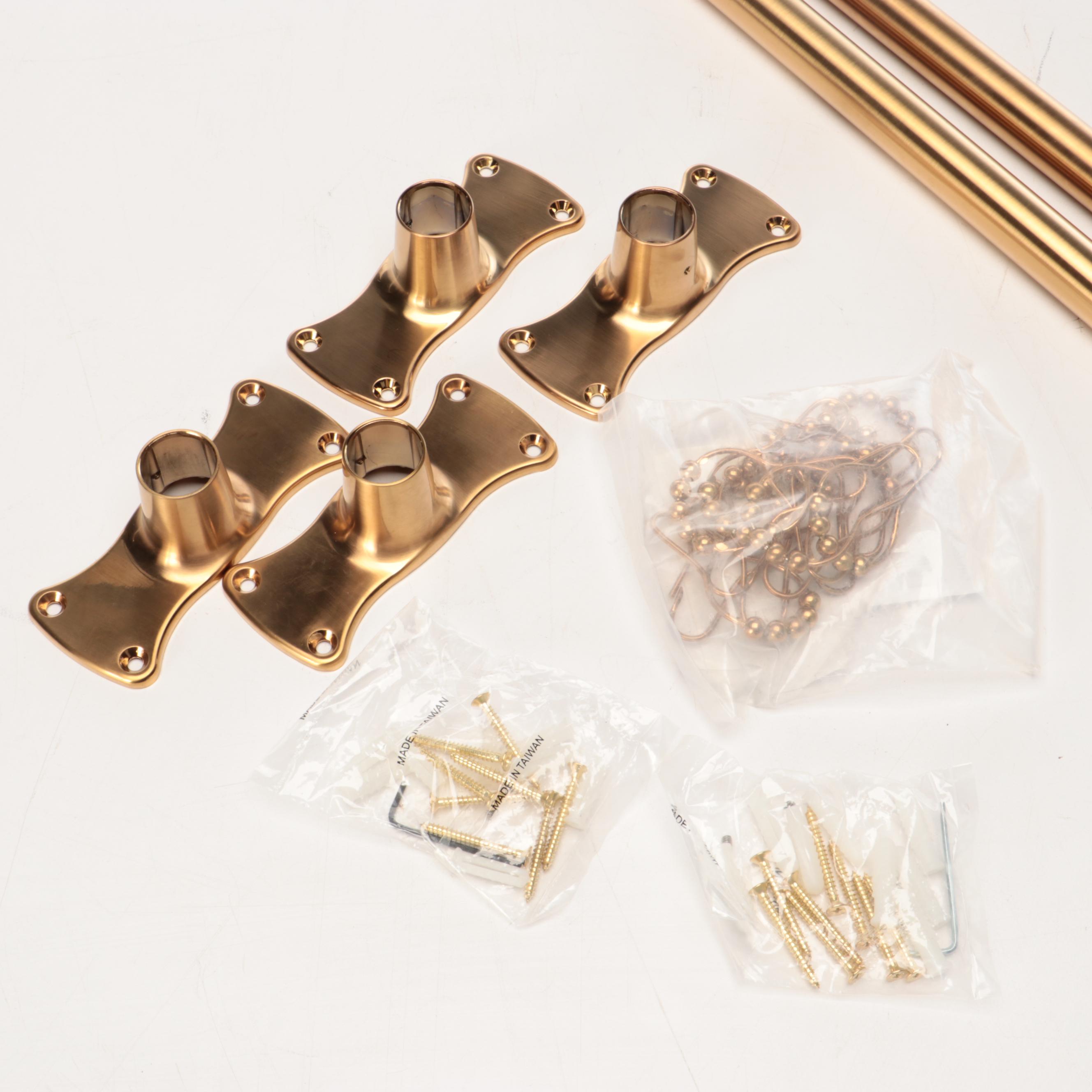 Pair of Brushed Gold Finish Shower Rods