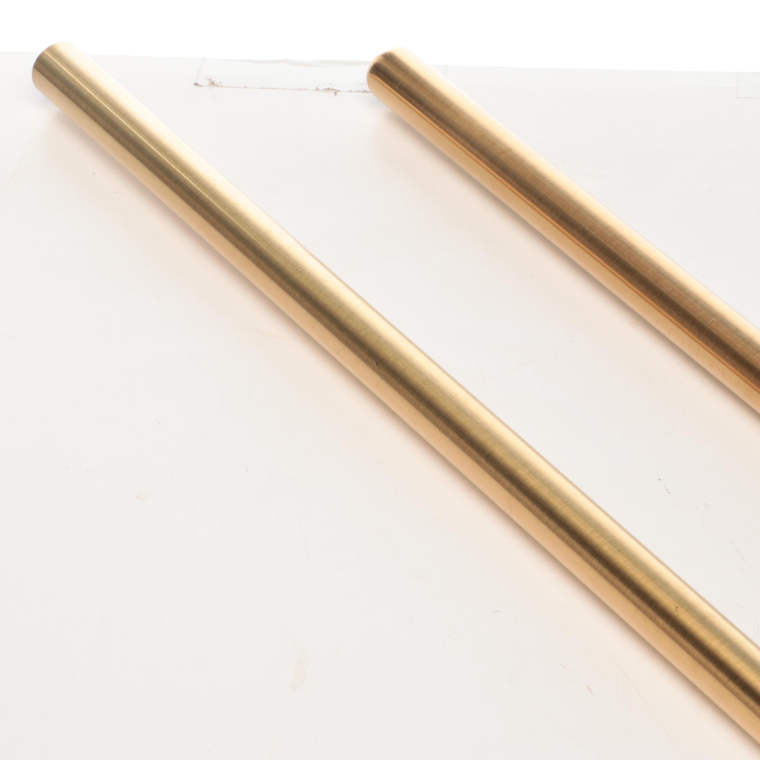 Pair of Brushed Gold Finish Shower Rods