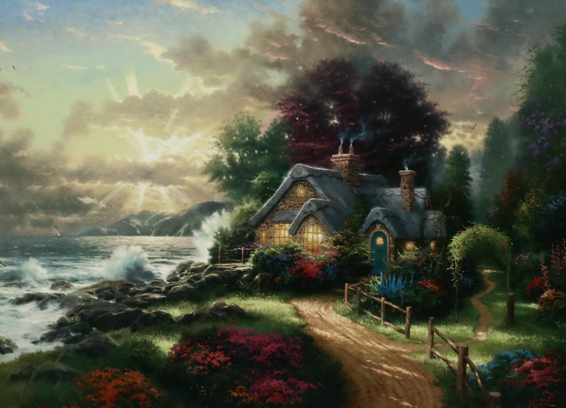 Offset Lithograph After Thomas Kinkade "A New Day Dawning"