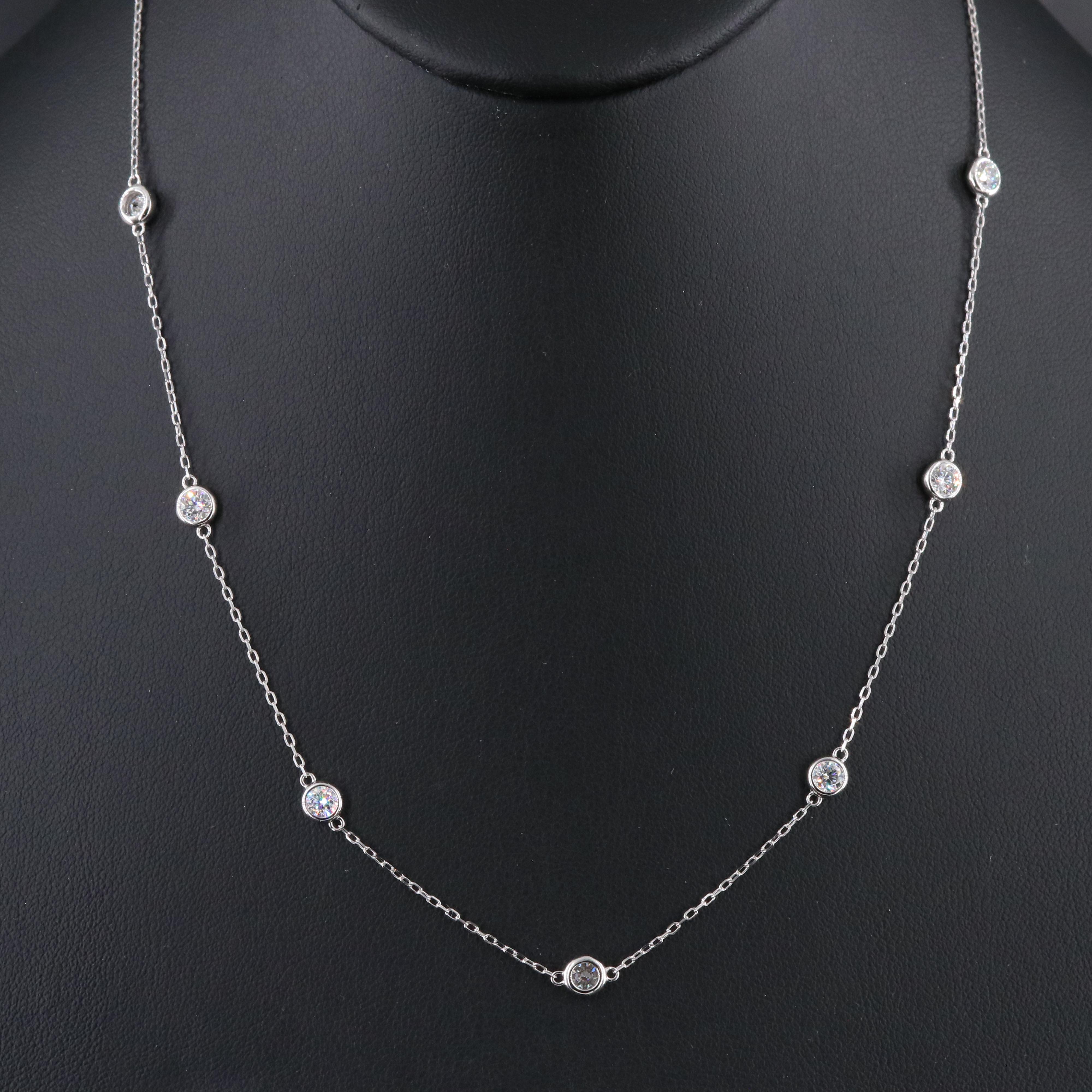 14K 2.20 CTW Lab Grown Diamond Station Necklace