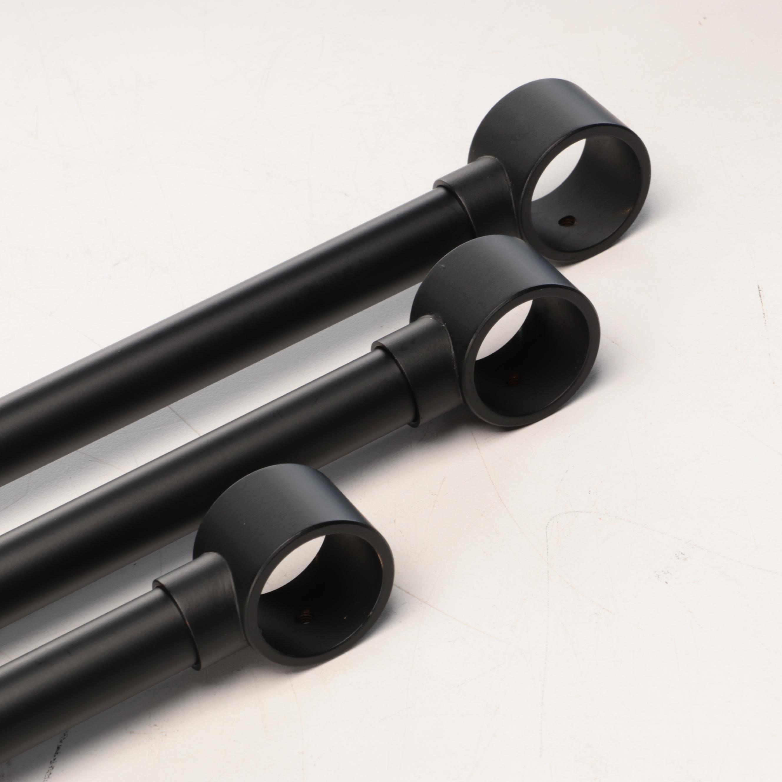 Matte Black Linear Shower Drain, Hoop Shower Curtain Rods & Hand Shower