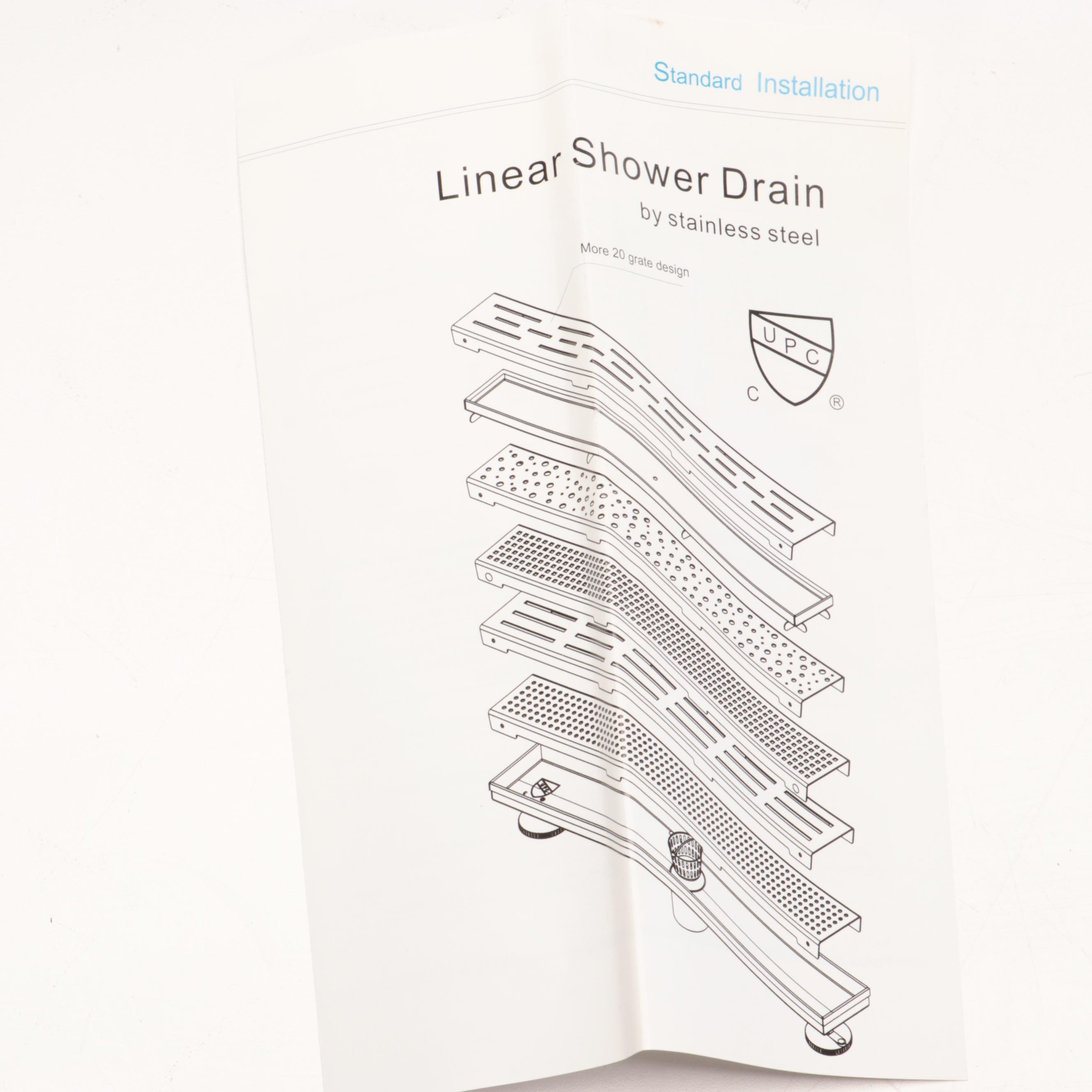 Matte Black Linear Shower Drain, Hoop Shower Curtain Rods & Hand Shower