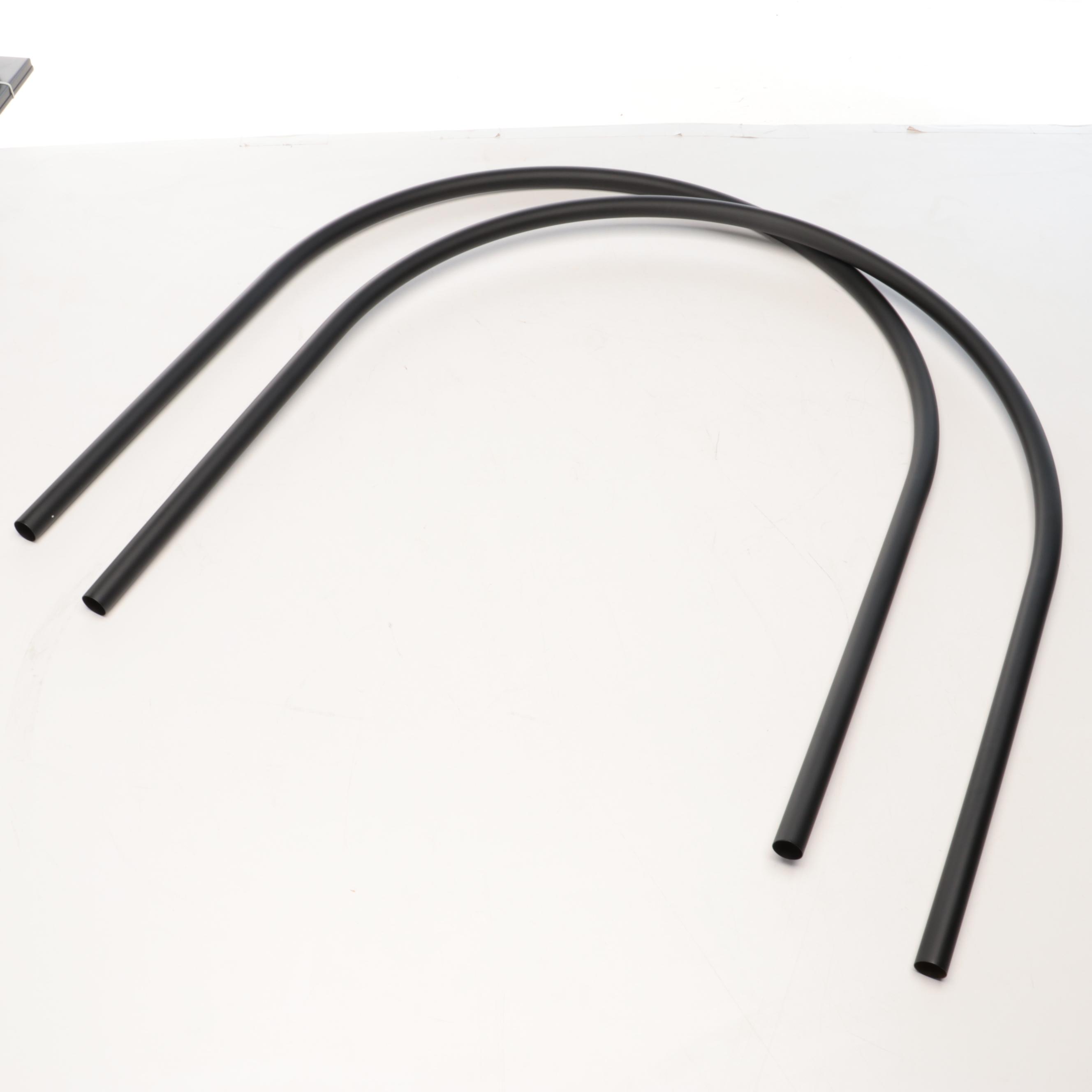 Matte Black Linear Shower Drain, Hoop Shower Curtain Rods & Hand Shower