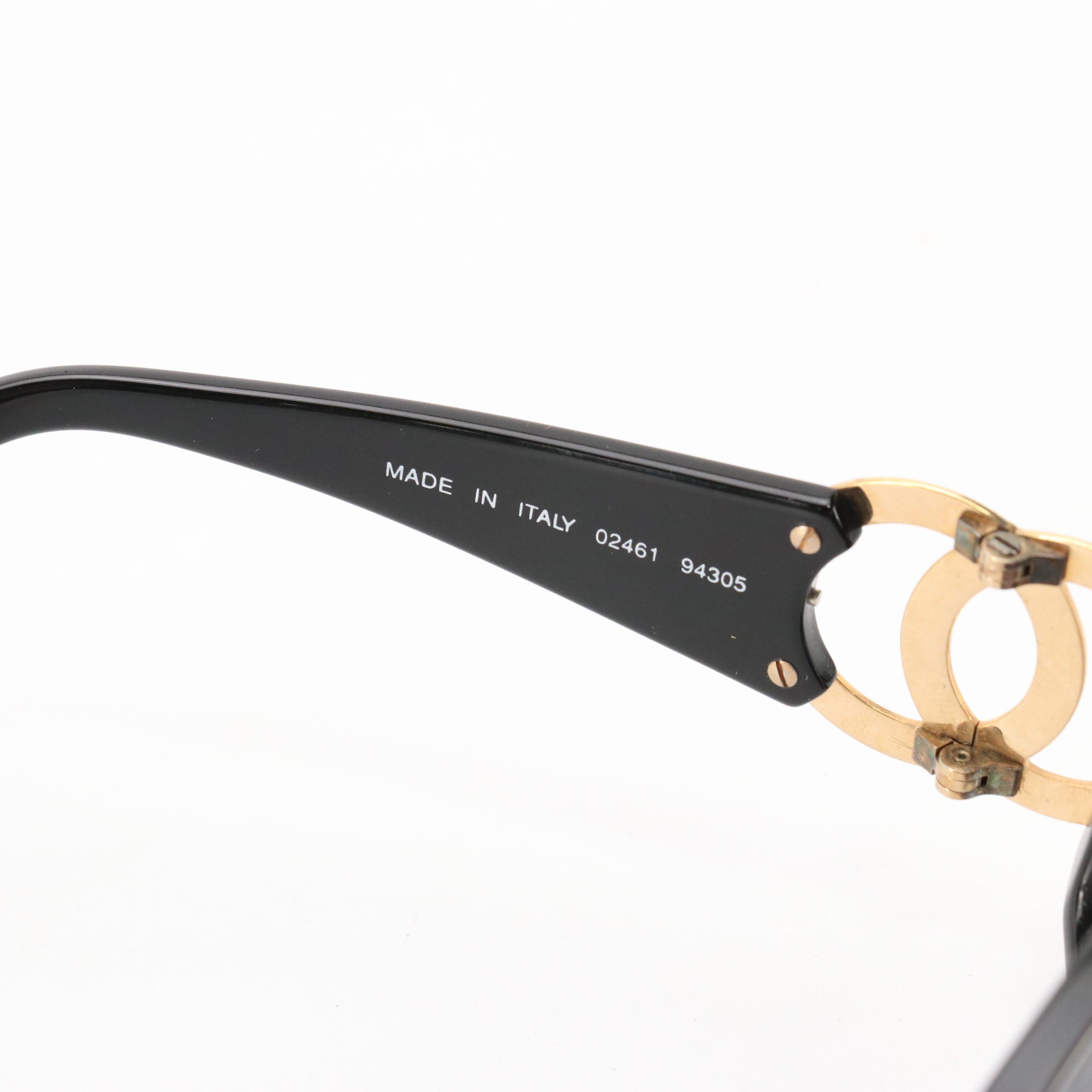 Chanel 02461 94305 Black/Gold CC Coco Mark Square Sunglasses in Case