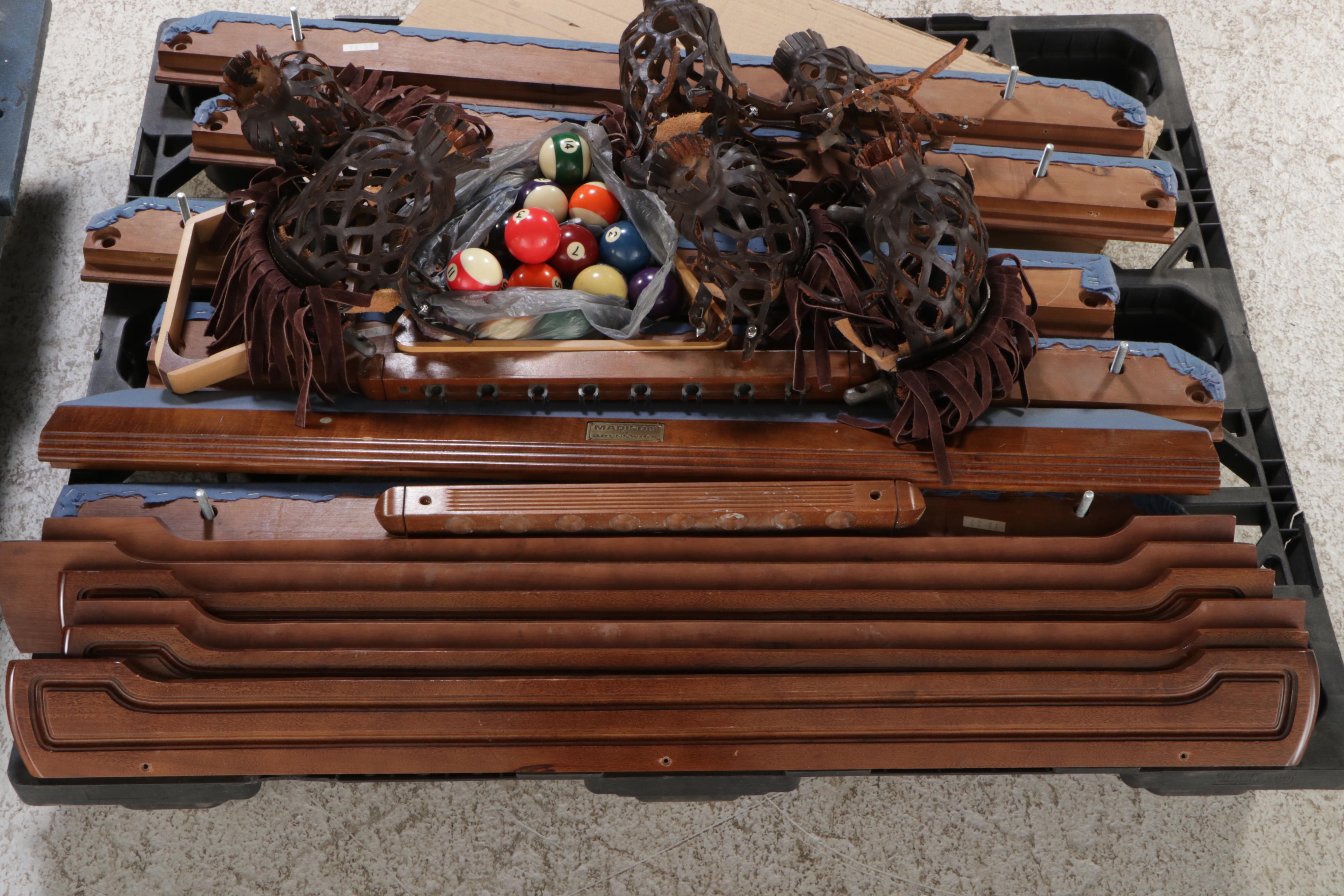 Brunswick "Madison" Slate-Top Billiards Table with Cues and Accessories