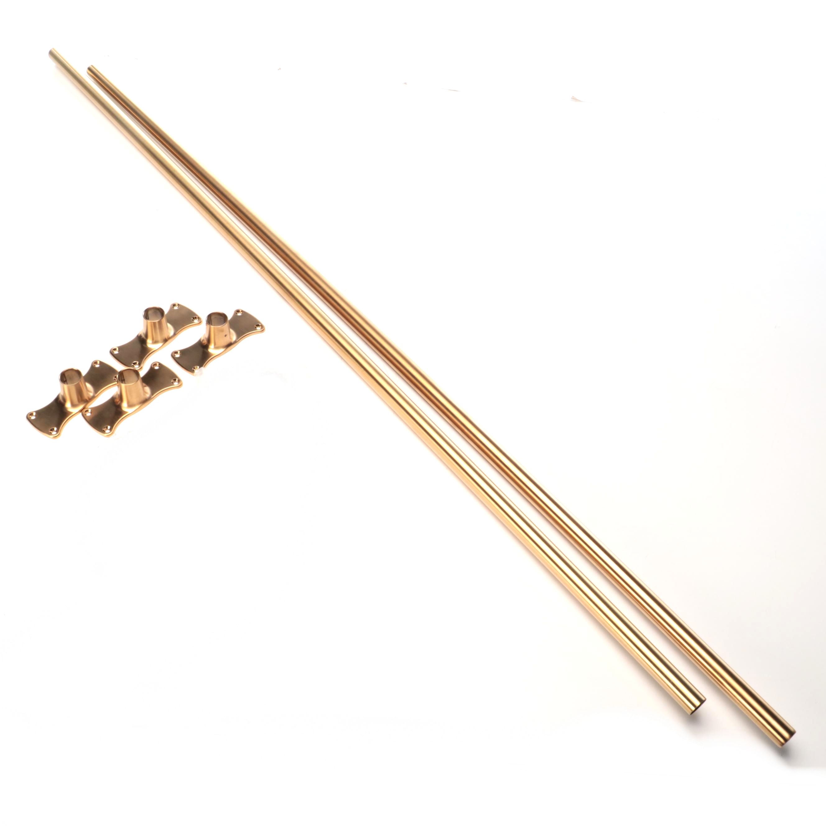 Pair of Brushed Gold Finish Shower Rods