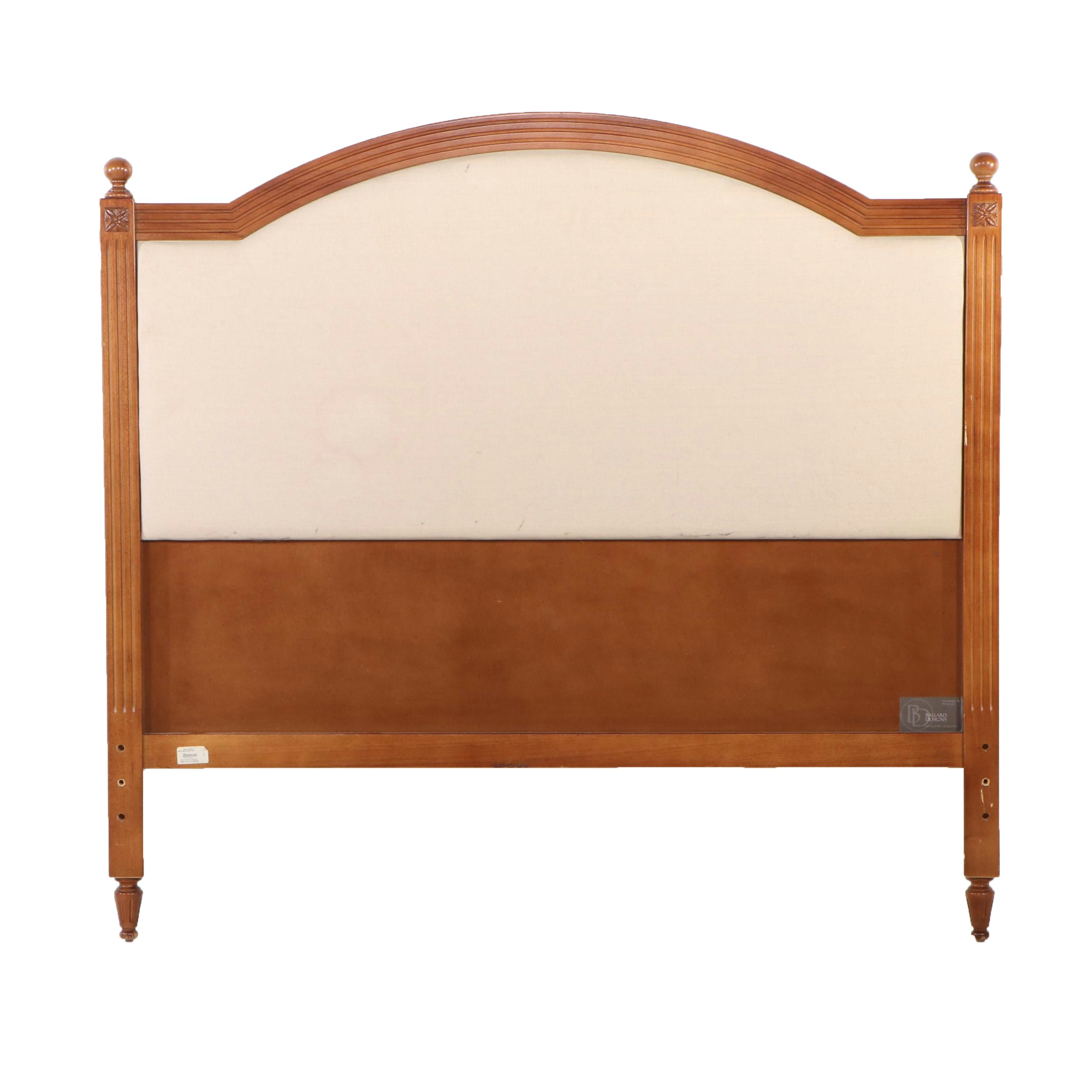 Ballard Designs Upholstered and Carved Wood Queen Size Headboard