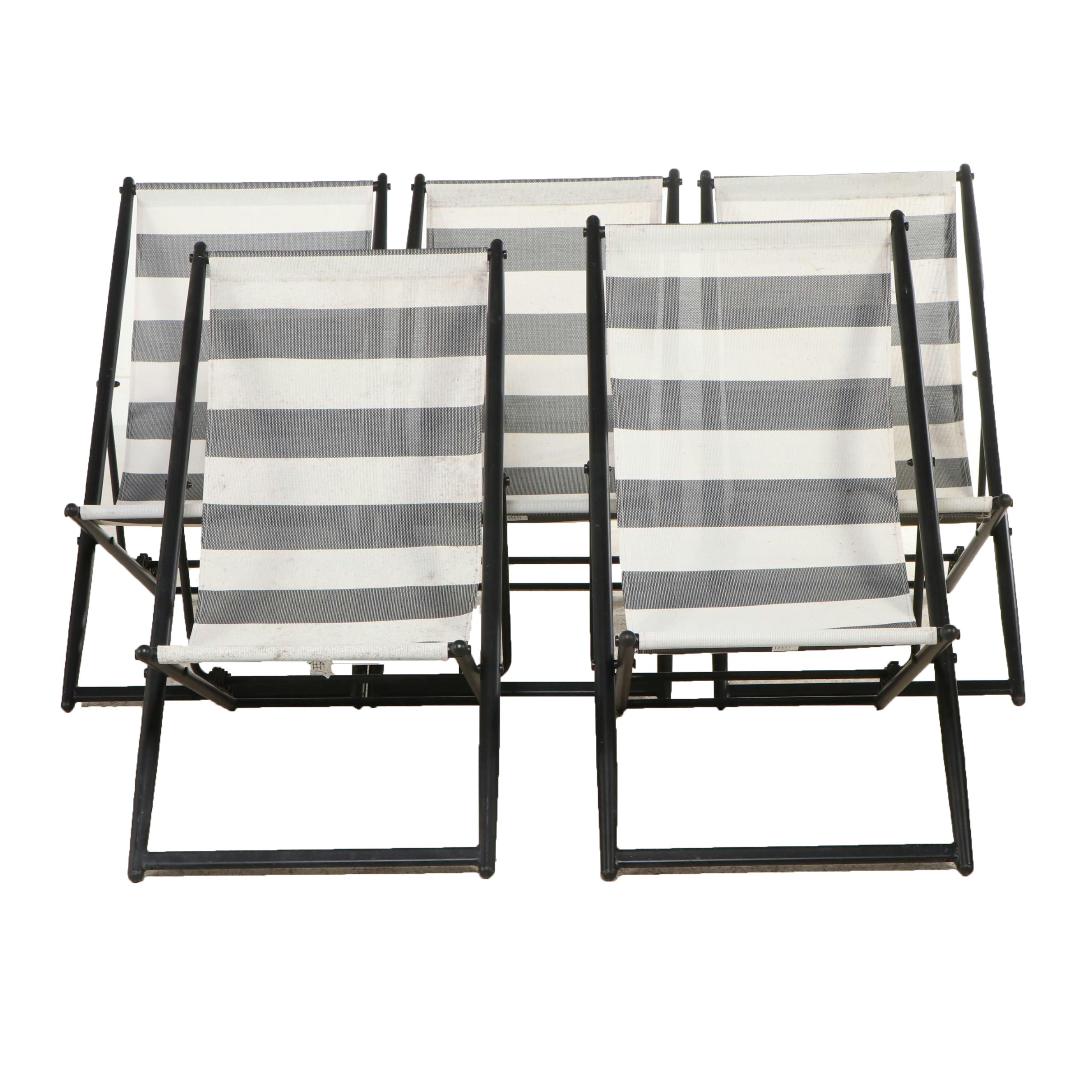 Set of Five Tubular Metal Folding Patio Chairs