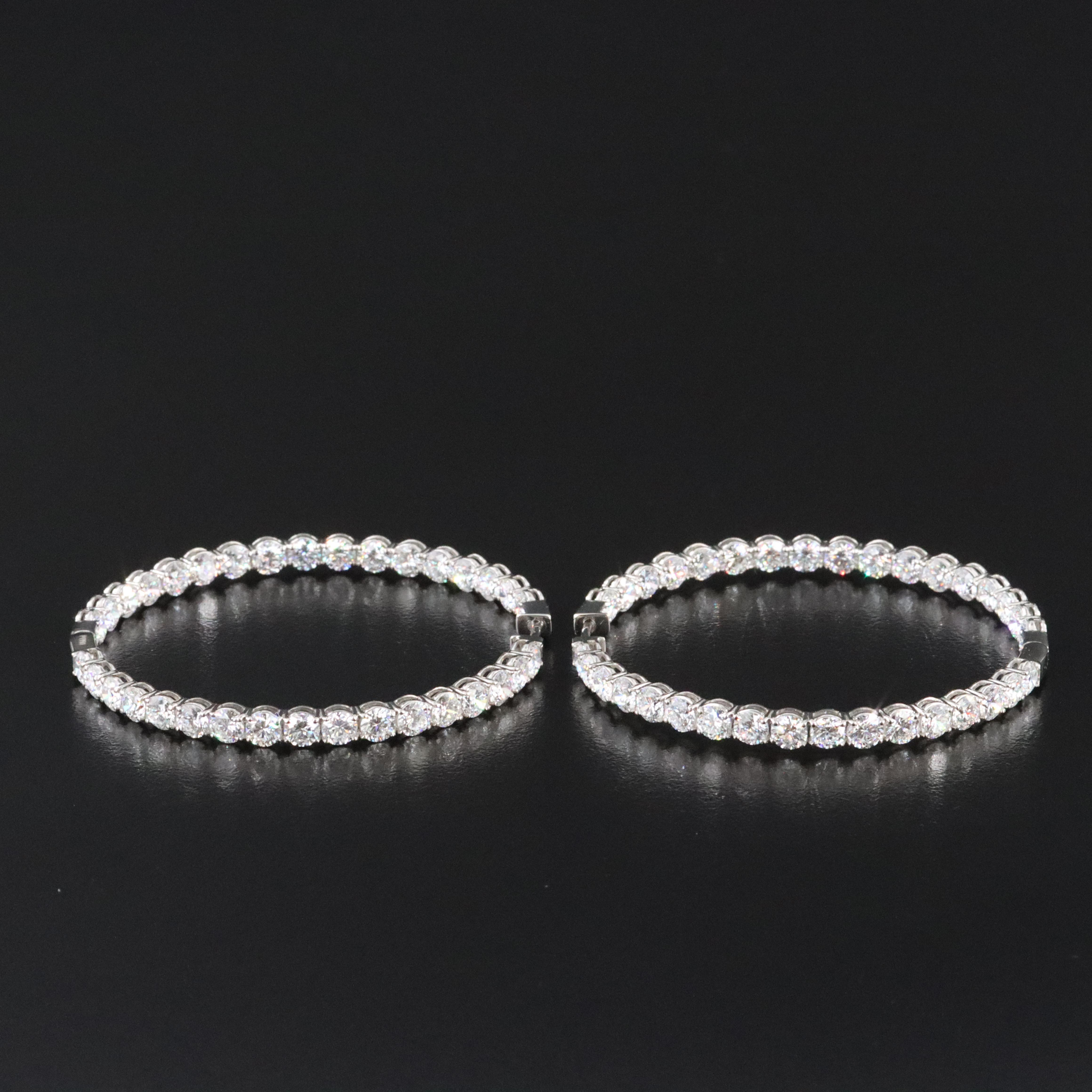 Platinum 12.04 CTW Lab Grown Diamond Inside Out Hoop Earrings