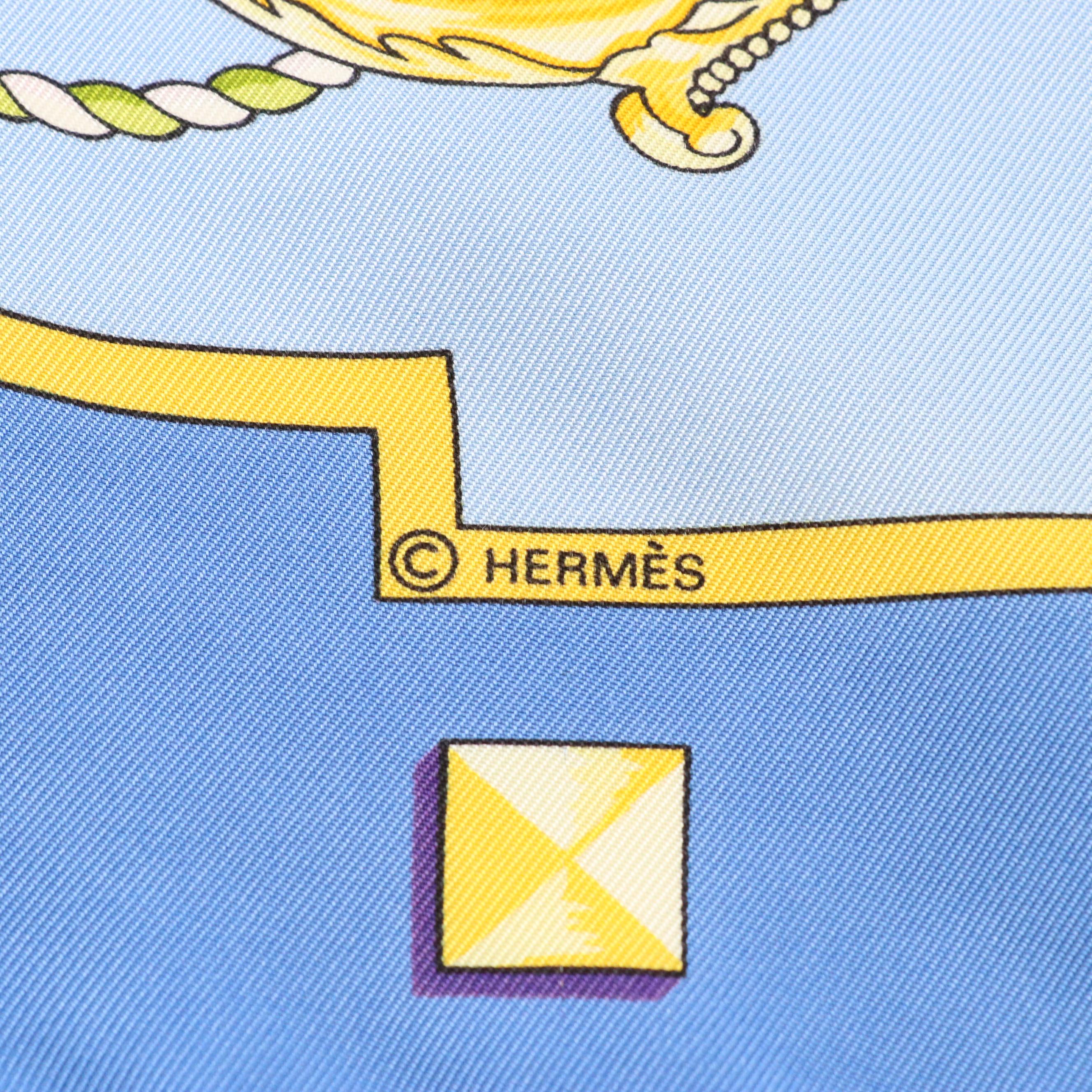 Hermès "Les Clés" Scarf 90 in Silk Twill with Box